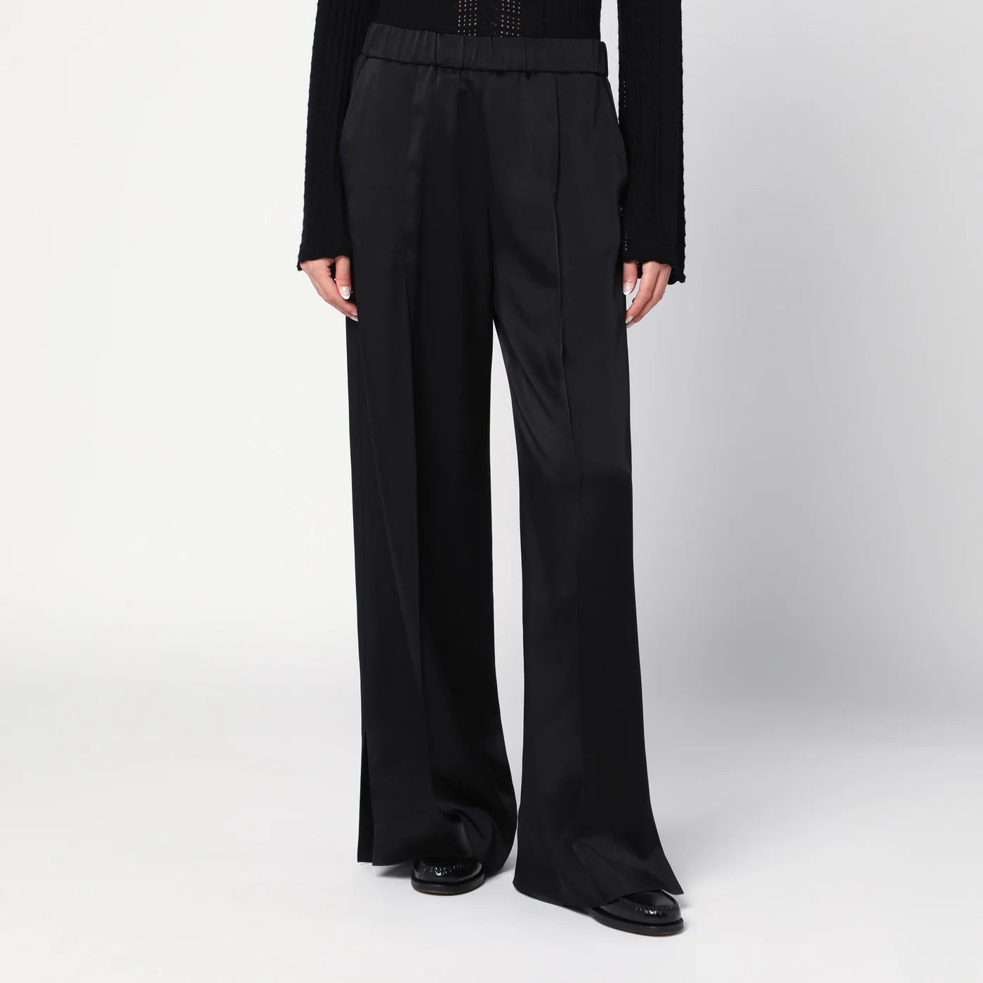 Jil Sander Black satin palazzo pants