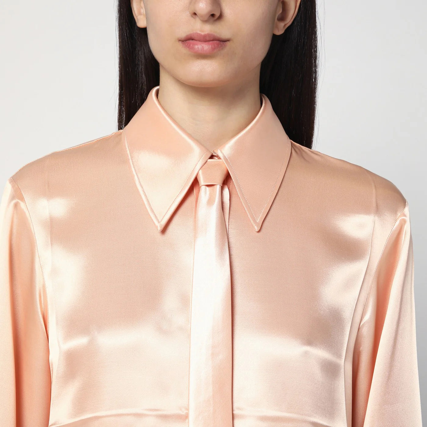 Jil Sander Shirt with pink tie in shiny viscose blend