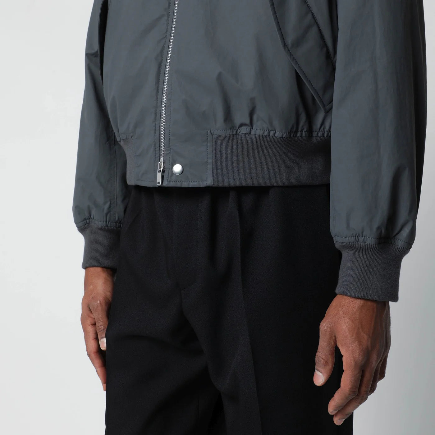 Jil Sander Grey cotton zip-up bomber jacket