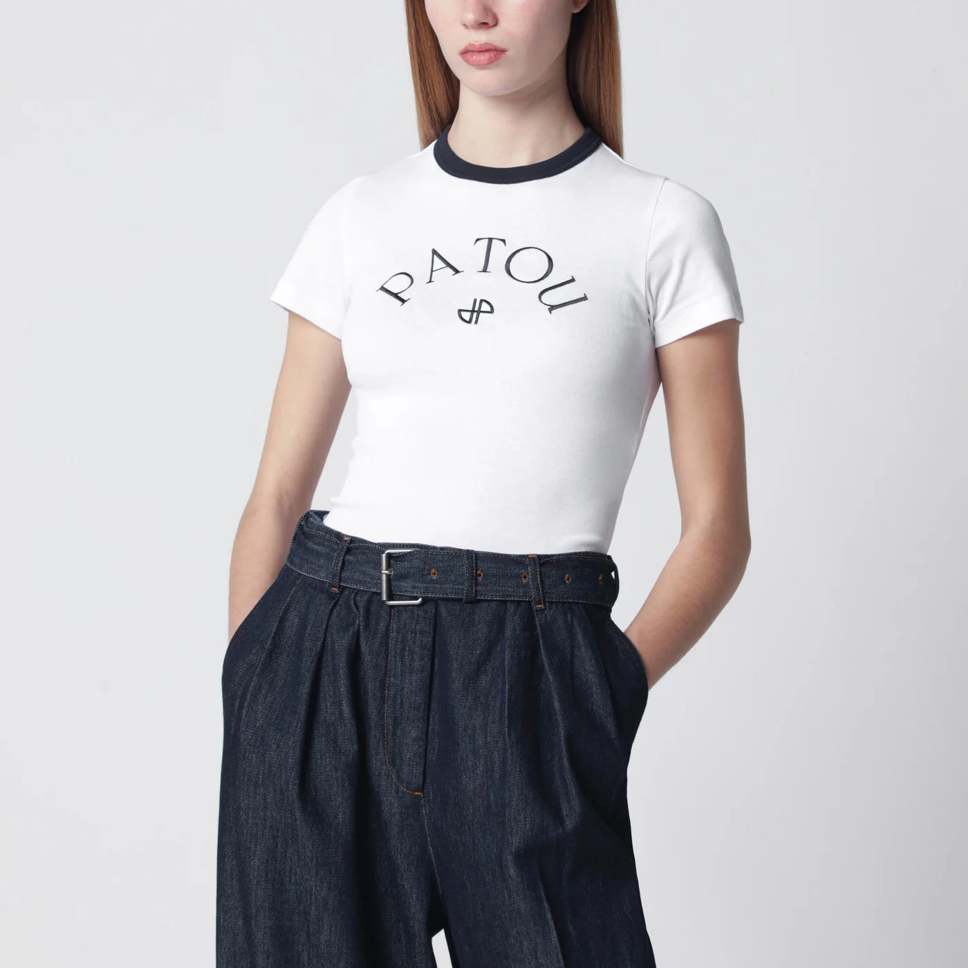 Patou White T-shirt with embroidered logo
