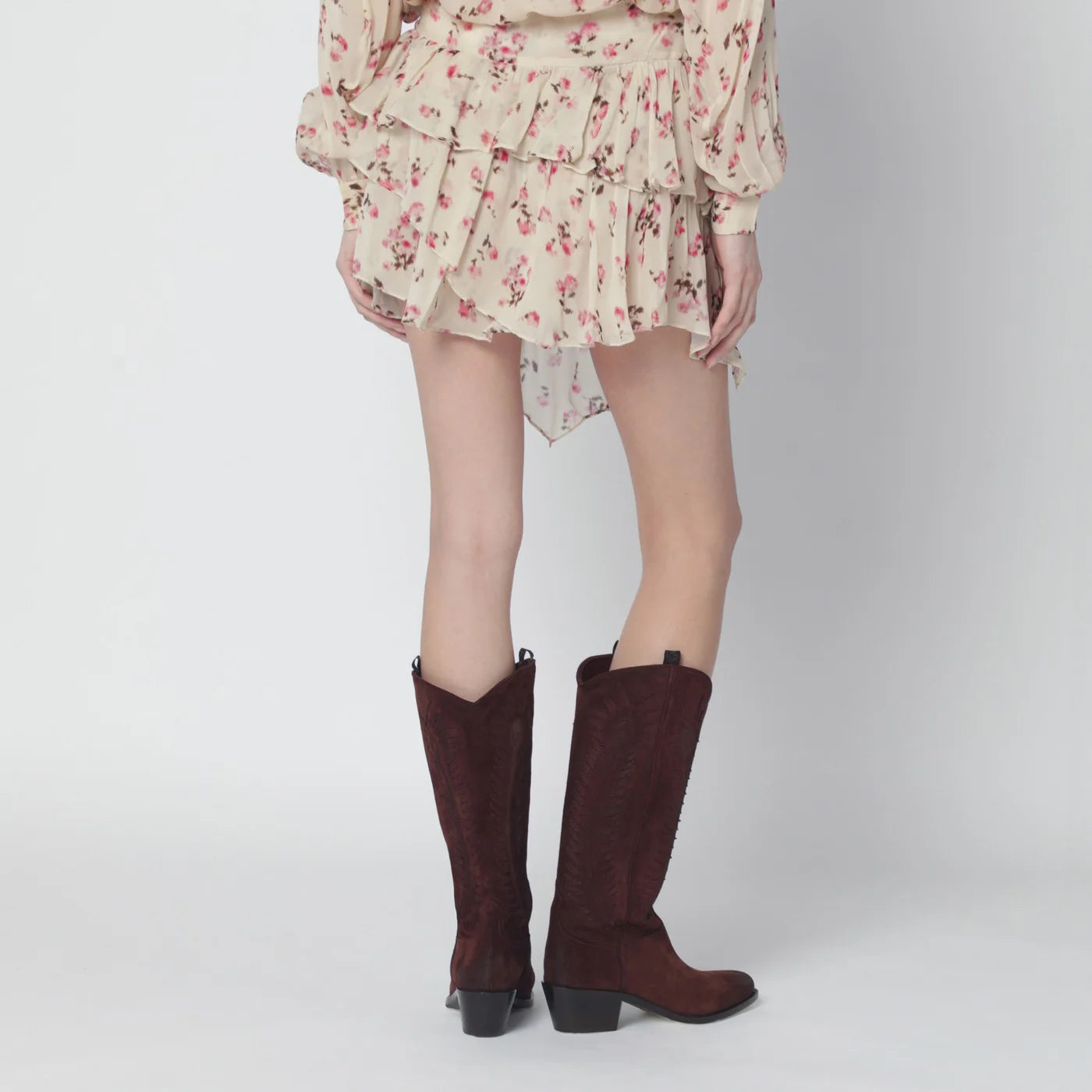 ISABEL MARANT Étoile Lolita beige mini skirt with floral print