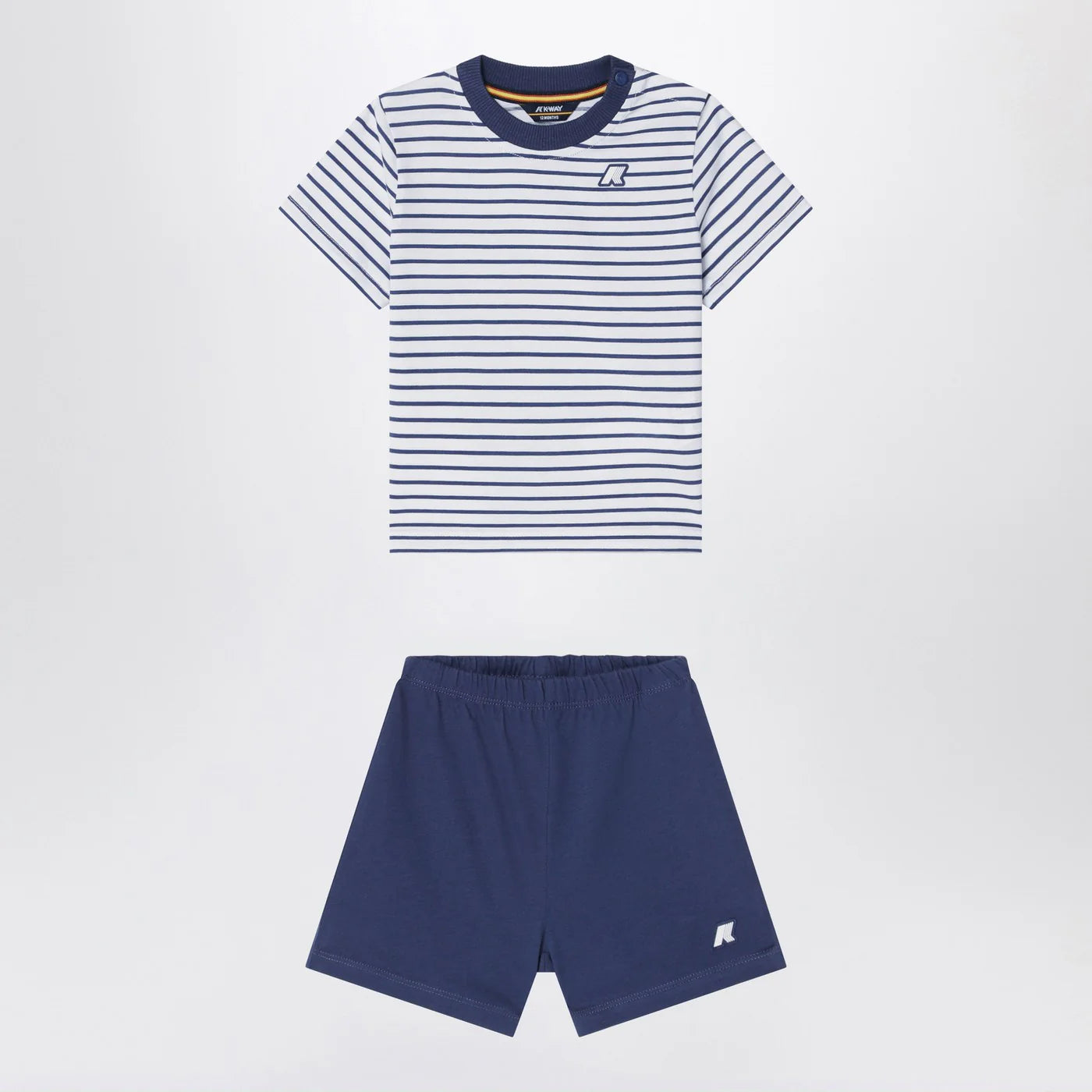 K-Way Two-piece blue striped cotton outfit