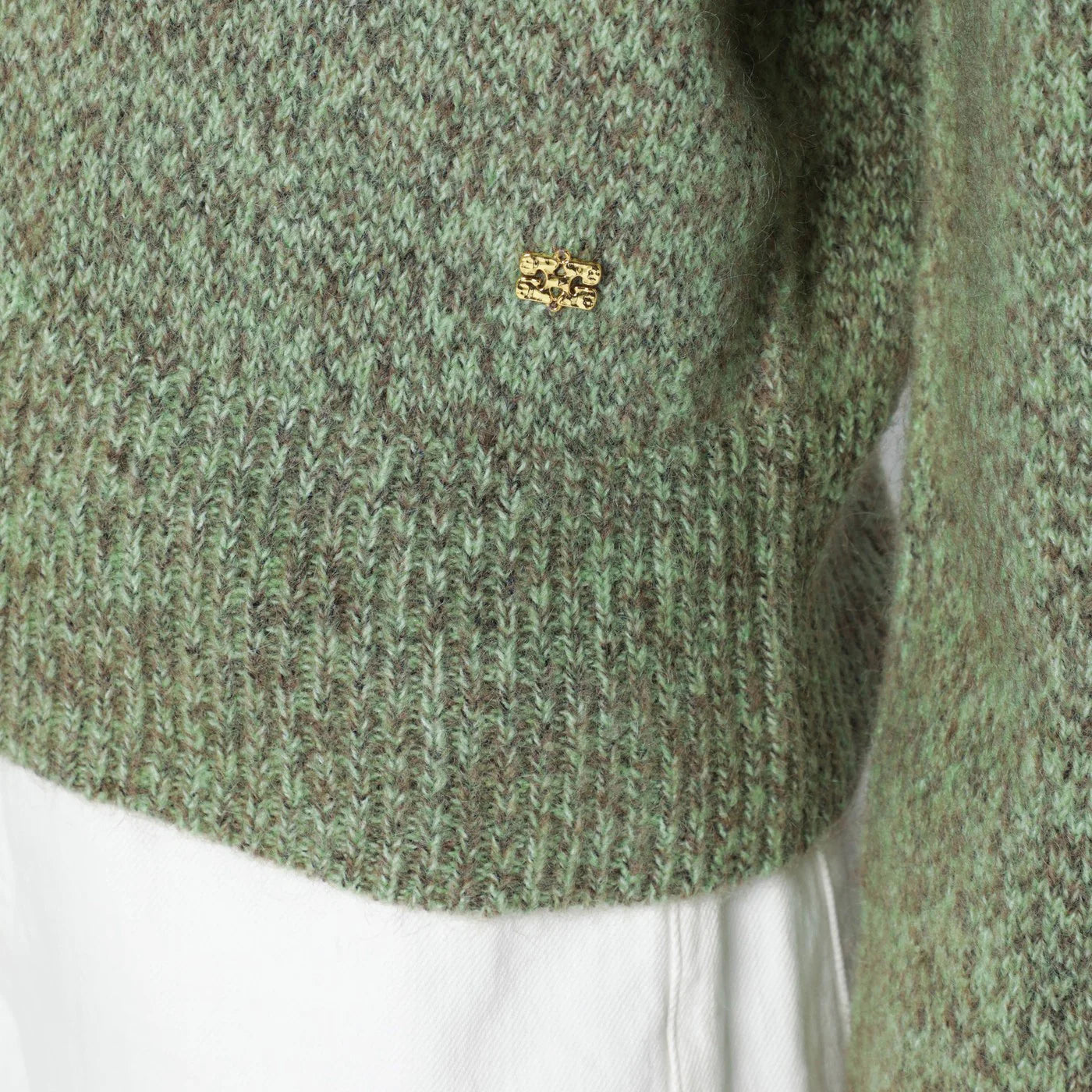 GANNI Green wool-blend textured sweater
