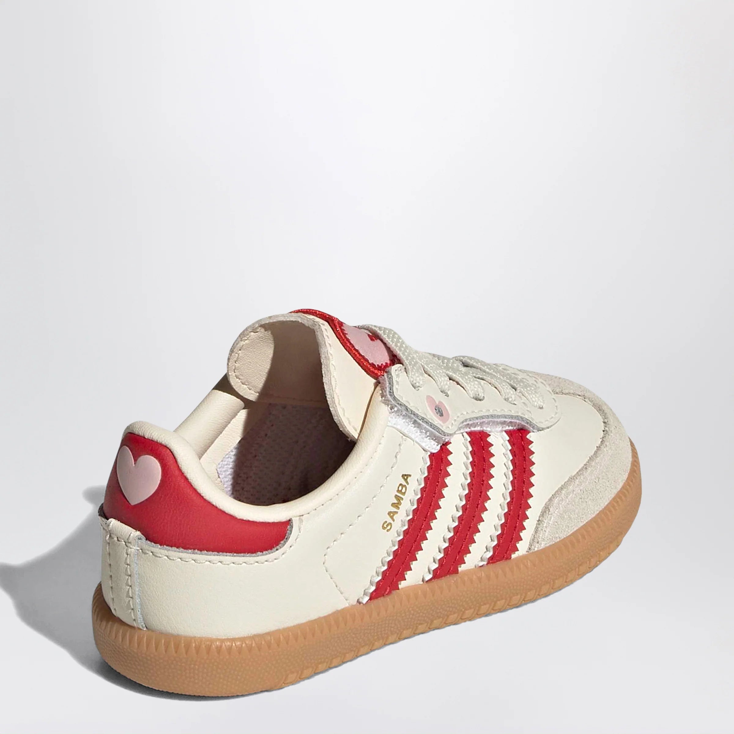 adidas Originals Cream White/Better Scarlet/Gum Samba trainers with elastic laces