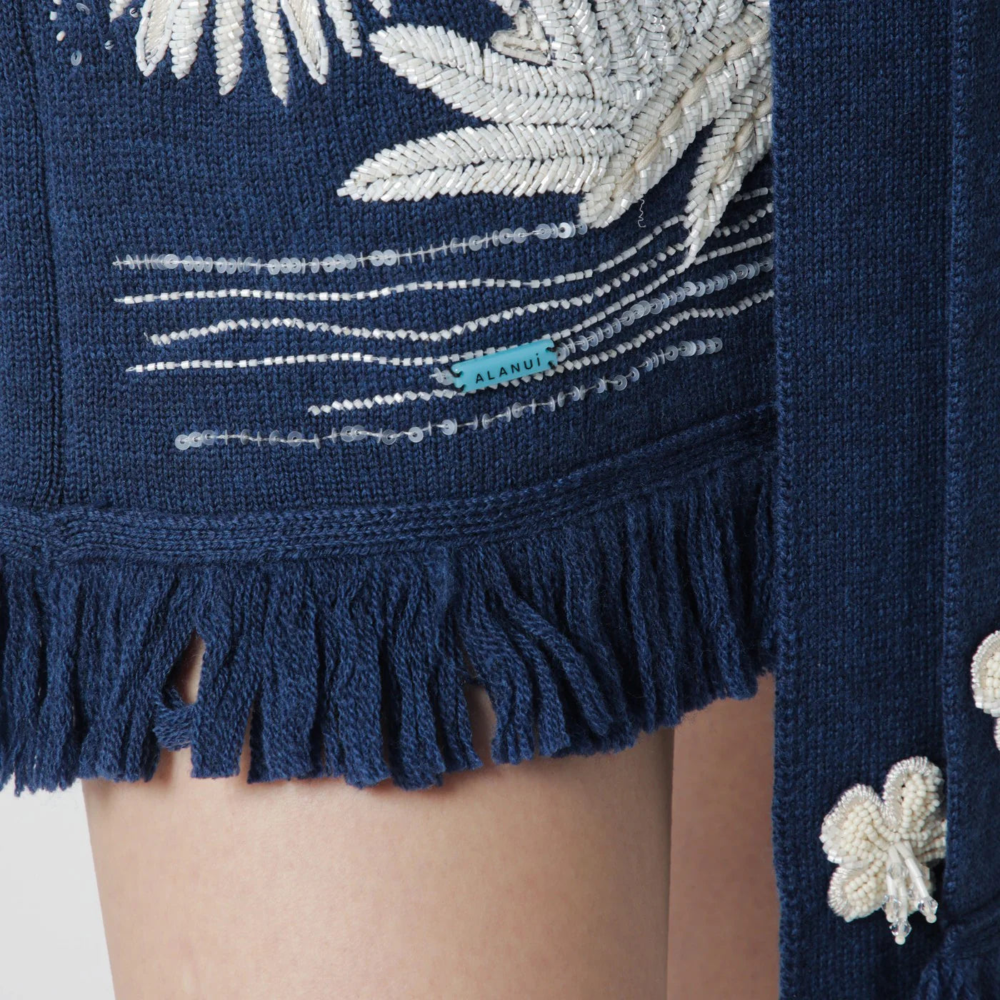 Alanui Postcard From Paradise cardigan Deep Blue/White Pearl