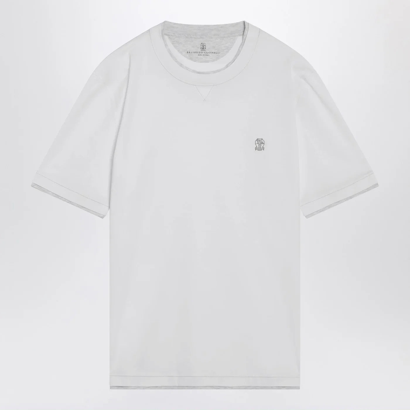 Brunello Cucinelli White T-shirt with faux layering effect