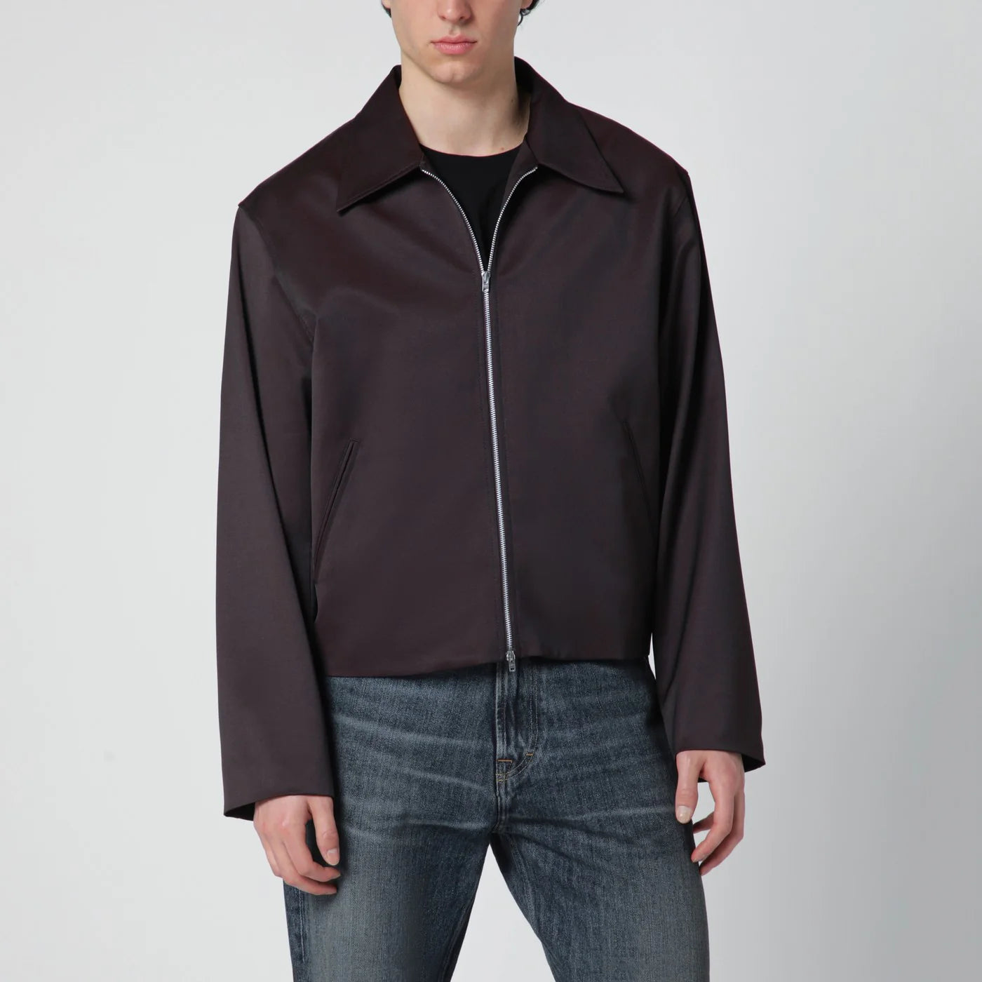 Our Legacy Grape-colored Formflex fabric zip-up jacket