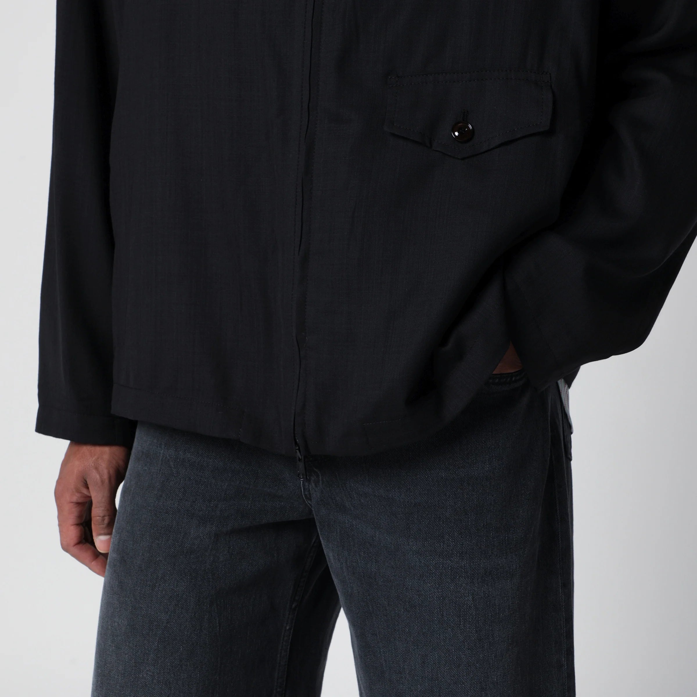 Our Legacy Evolved jacket in merino wool voile in Eclipse Black