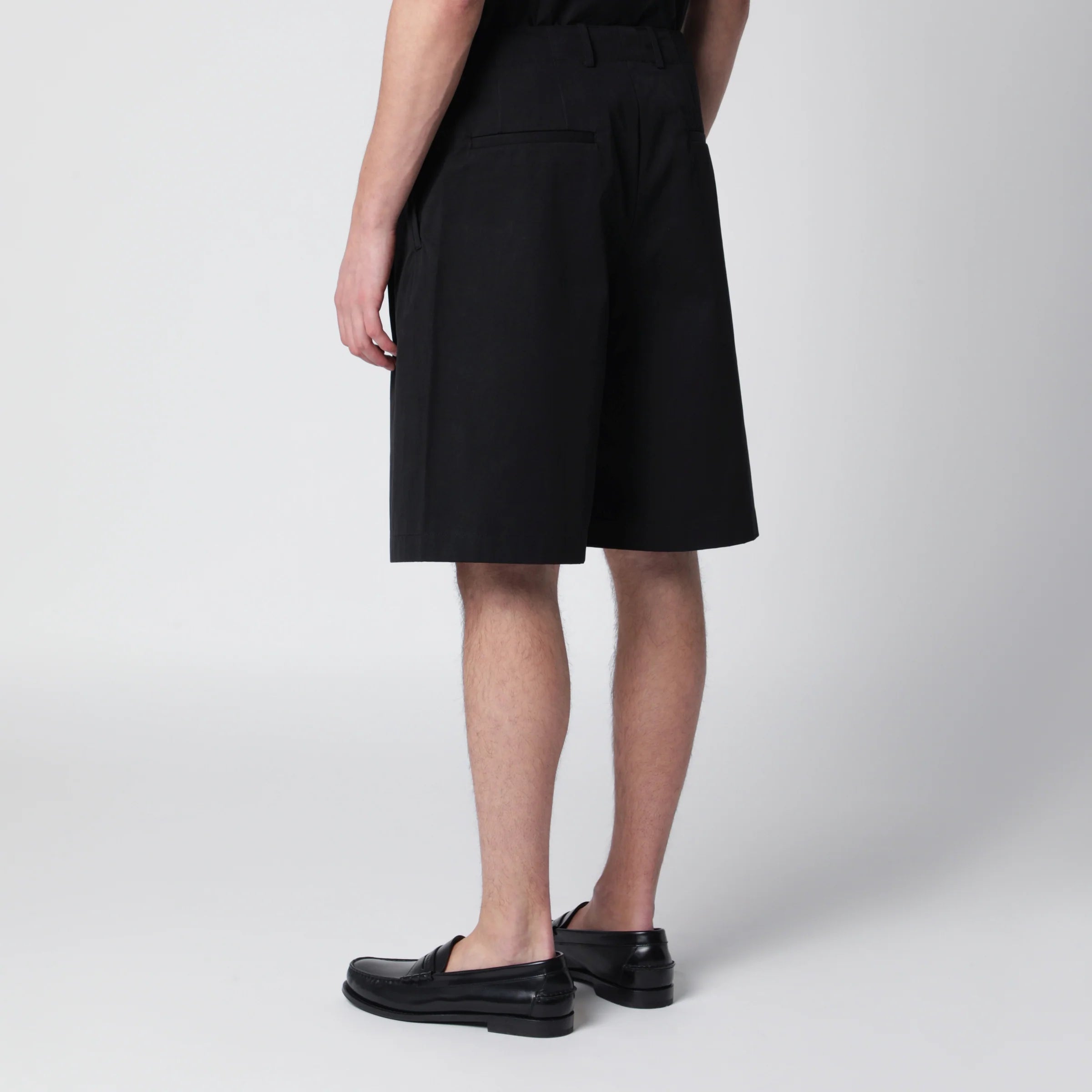 Our Legacy Ponte relaxed-fit shorts in Italian cotton micro canvas in black