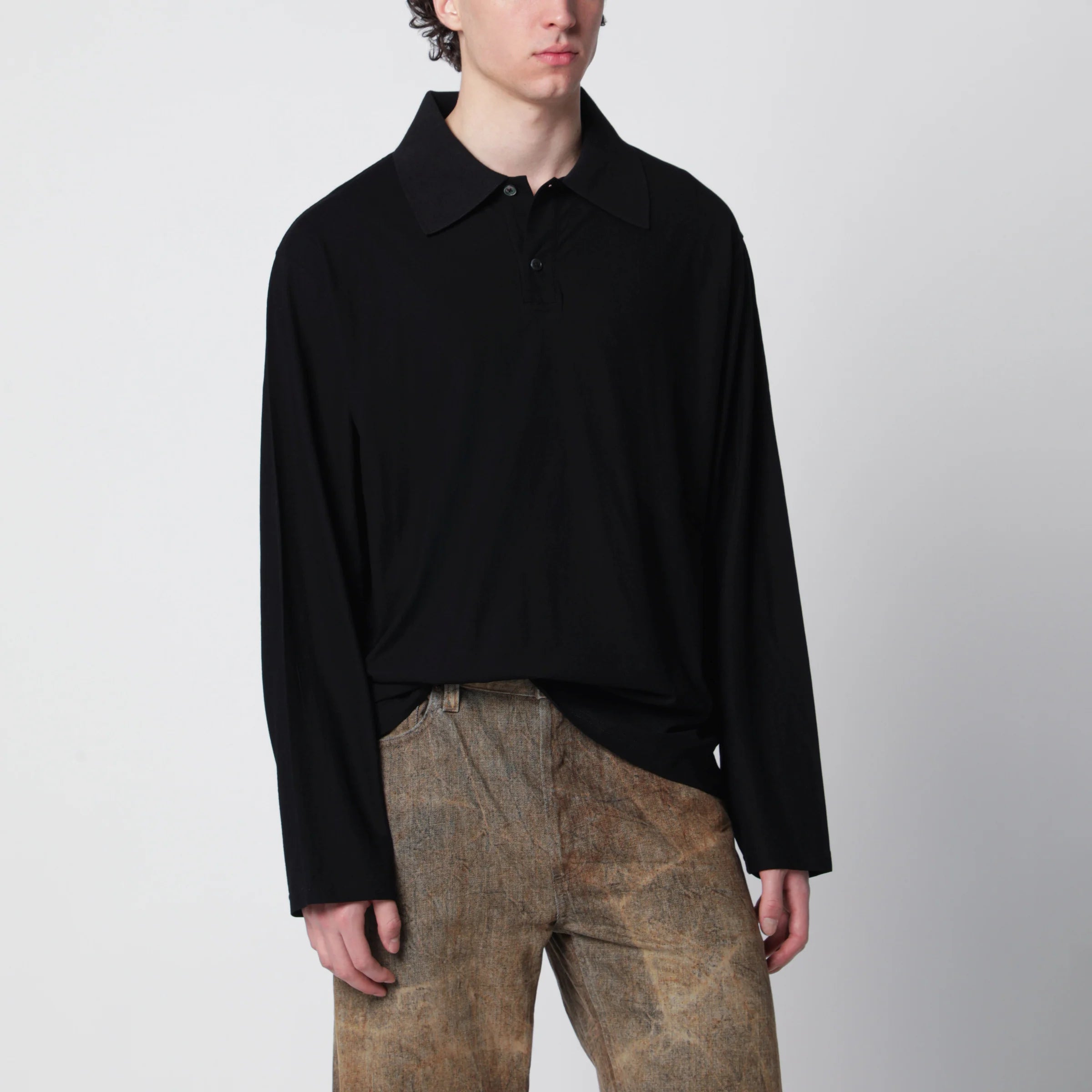 Our Legacy High Twist rugby shirt in black cotton jersey