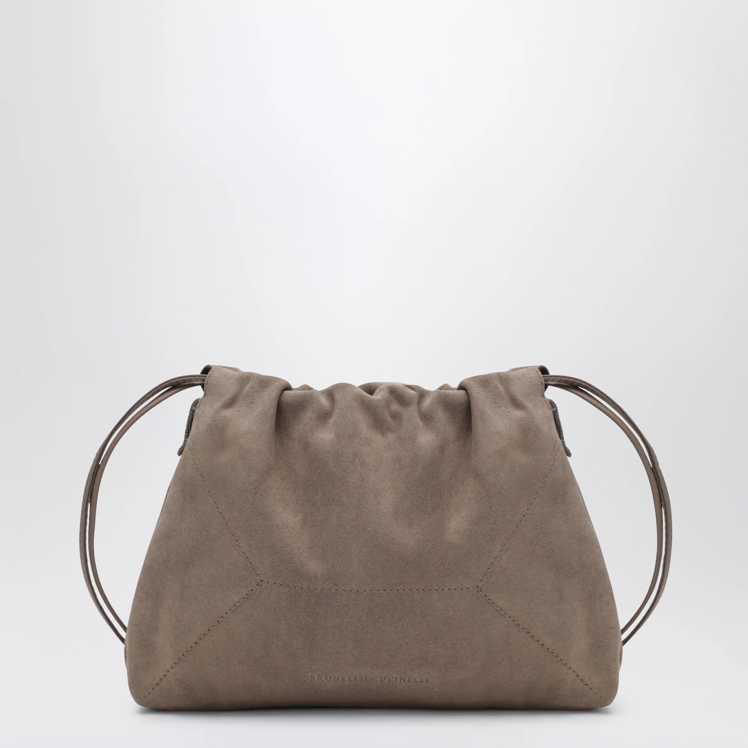 Brunello Cucinelli BC Duo Pouch brown suede bag with monile detail