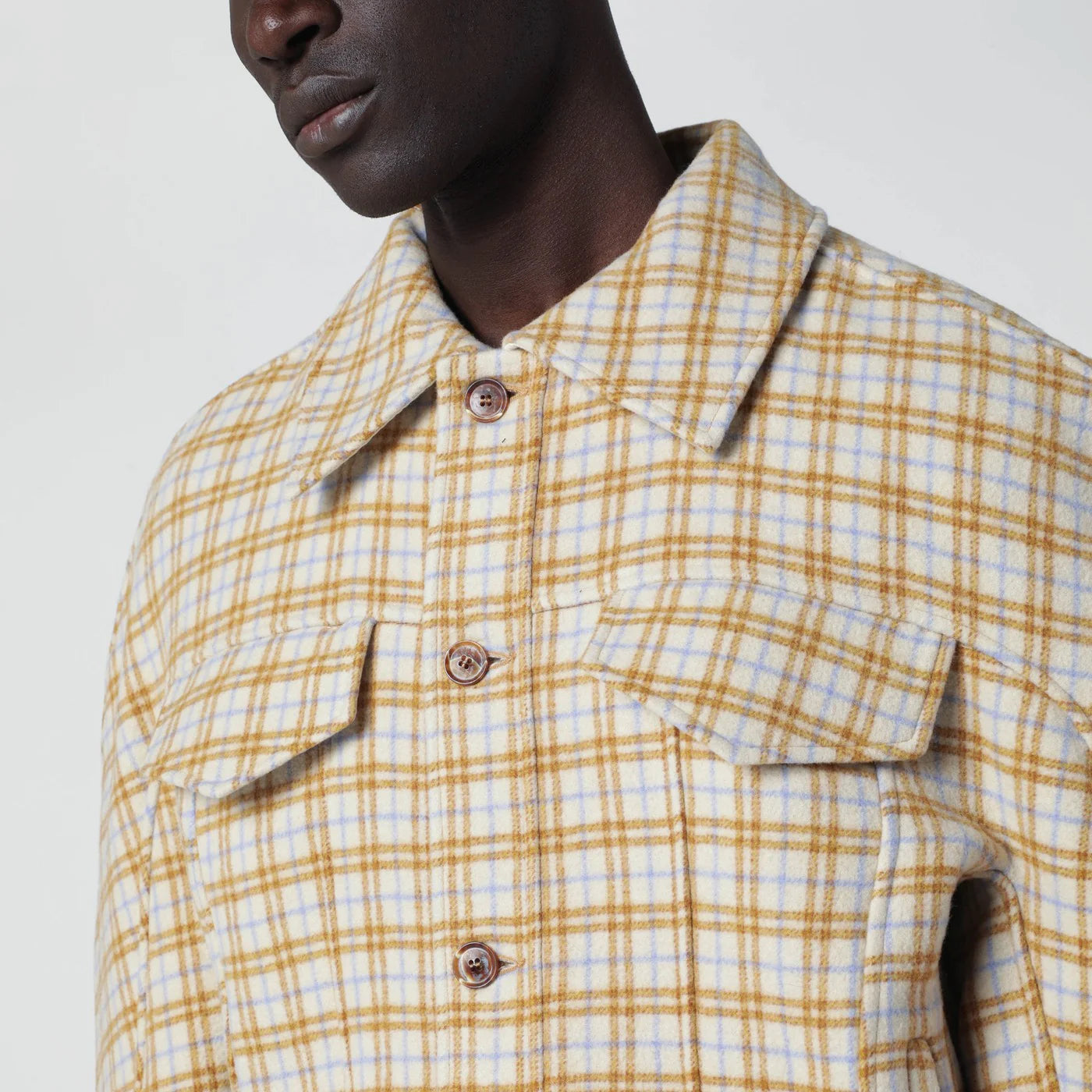 Séfr Matthieu jacket in checked wool cloth