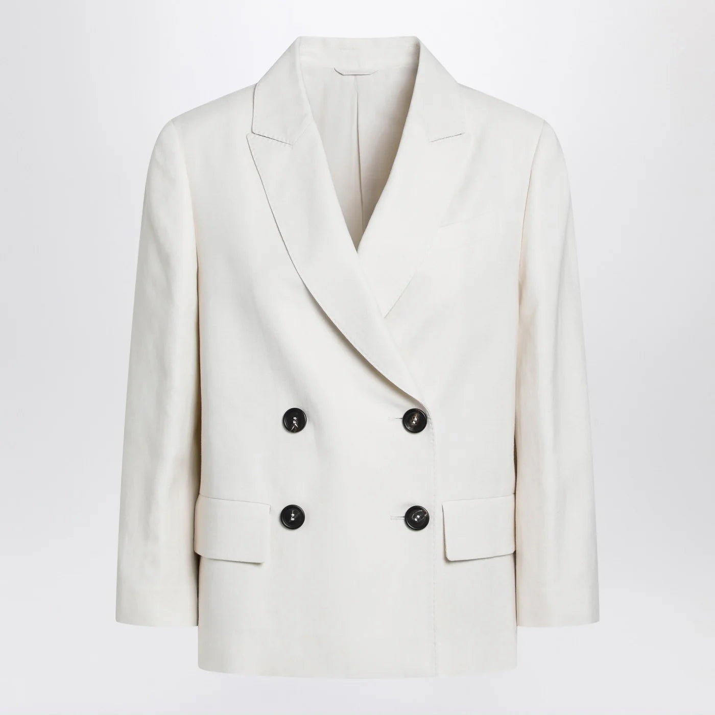 Brunello Cucinelli Ivory fluid twill jacket in viscose and linen