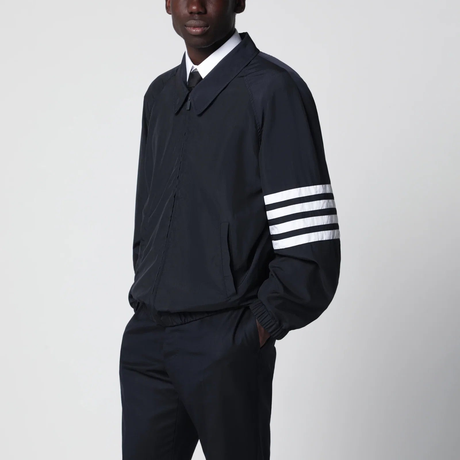 Thom Browne Lightweight navy blue zip-up jacket