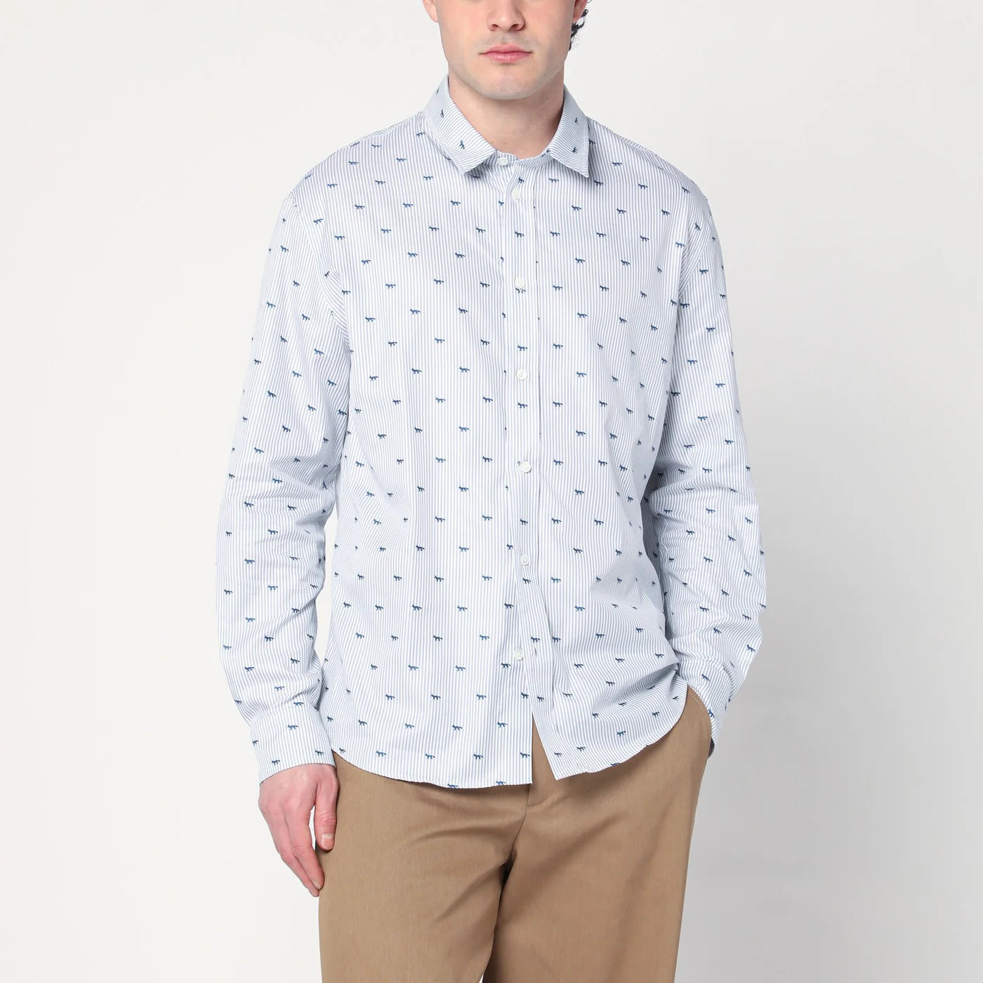 Maison Kitsuné Striped shirt with logos