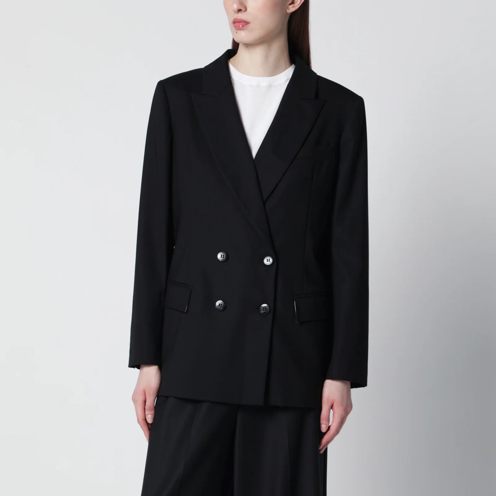 VItoVI Black double-breasted silk jacket