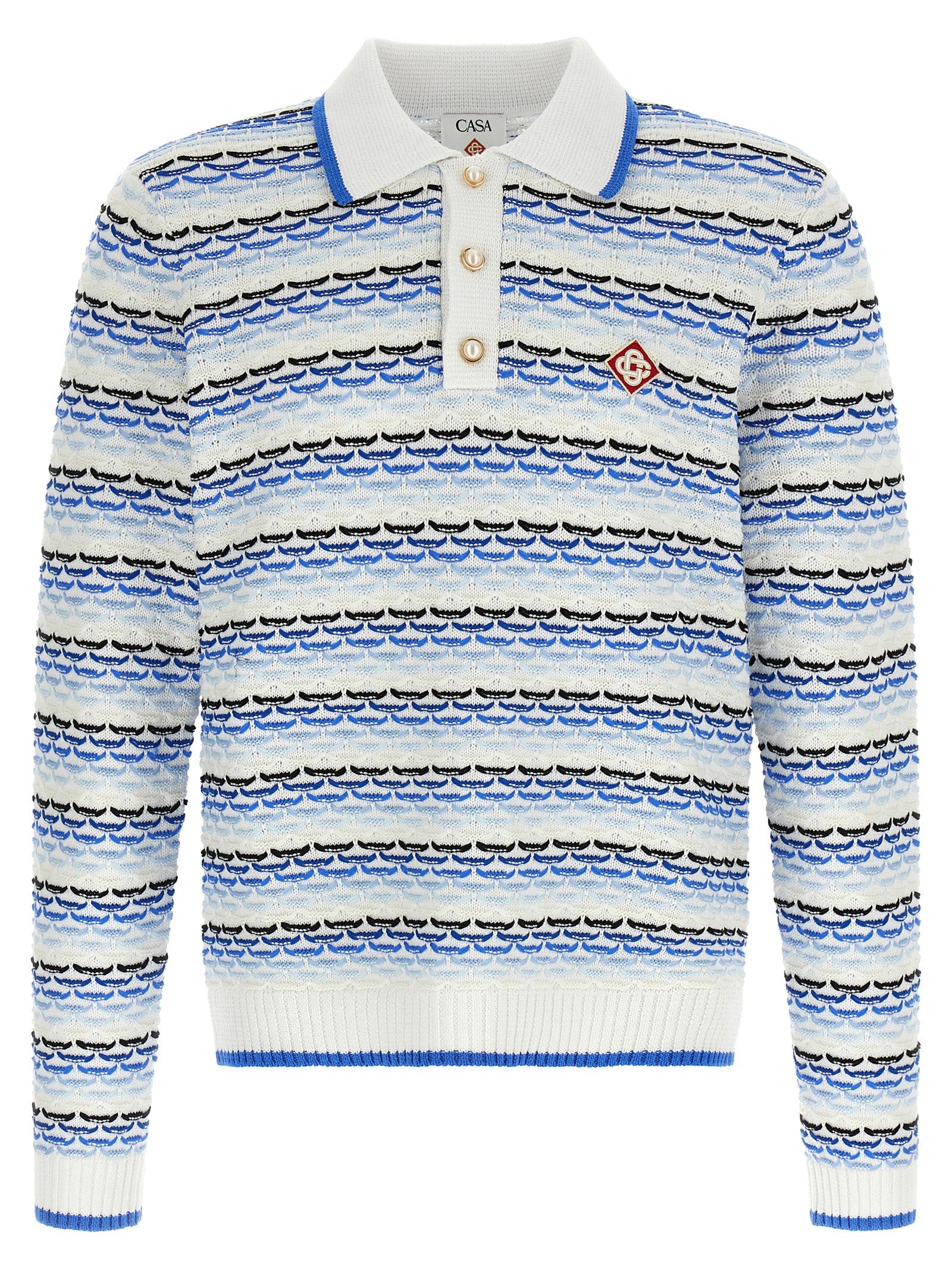 Casablanca Tuck Stitch Long Sleeve Polo Shirt