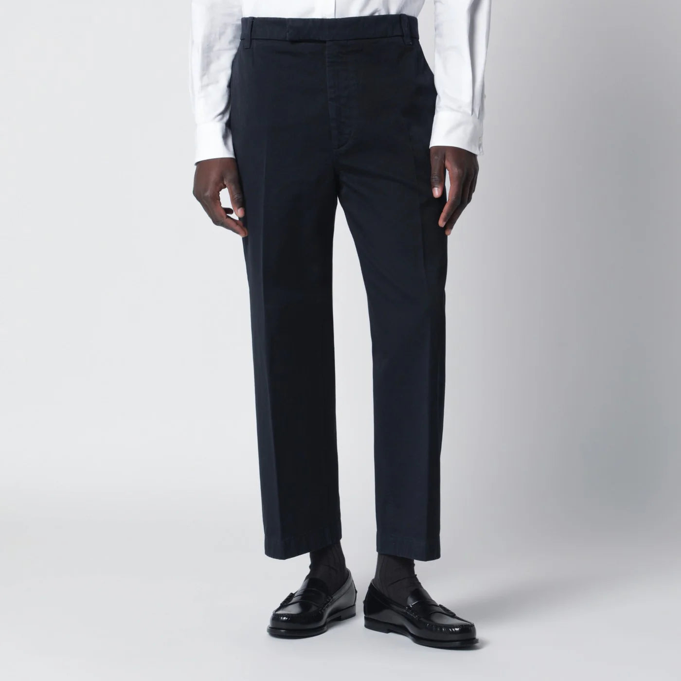 Thom Browne Navy blue cotton trousers
