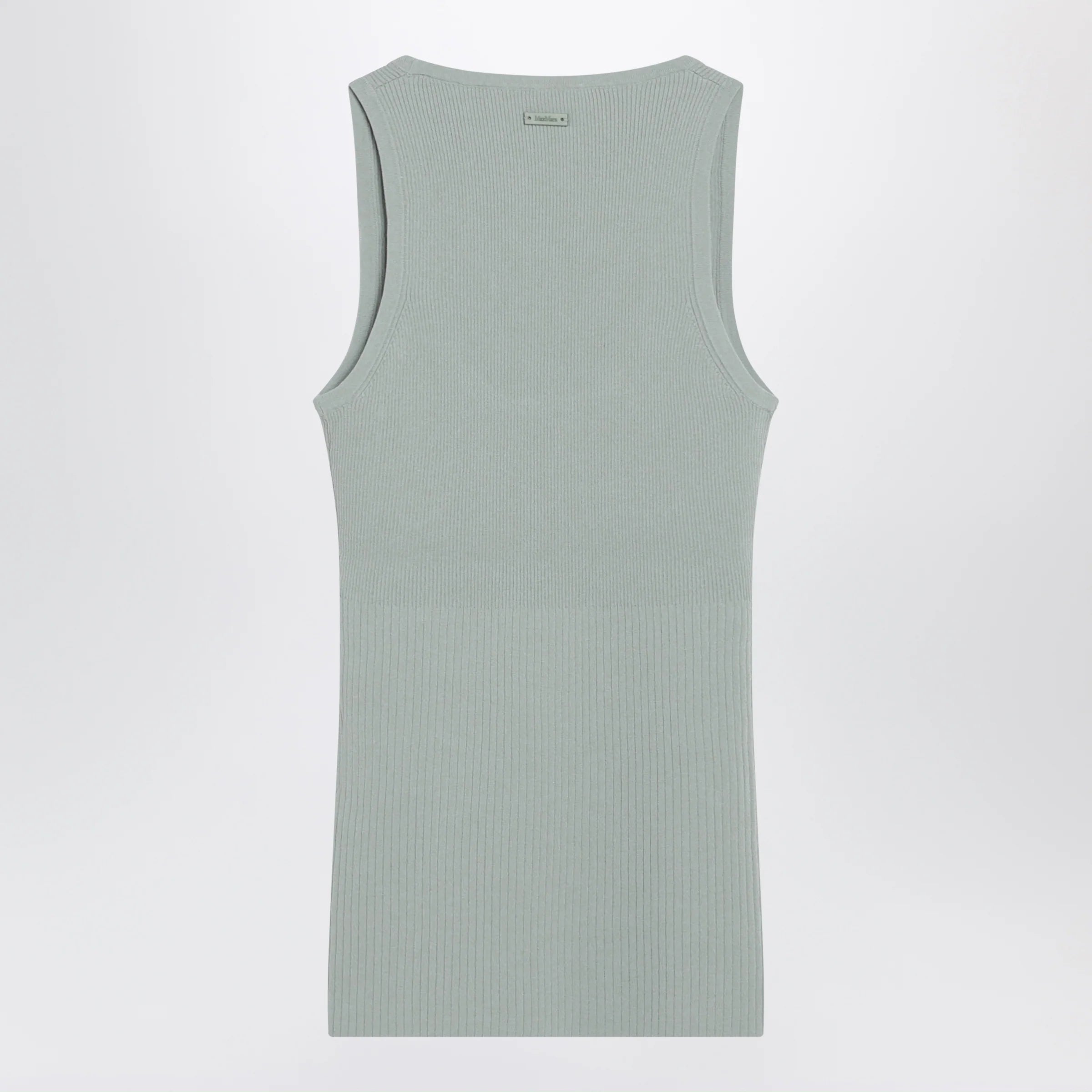 Max Mara Sleeveless ribbed top in sage green technical yarn