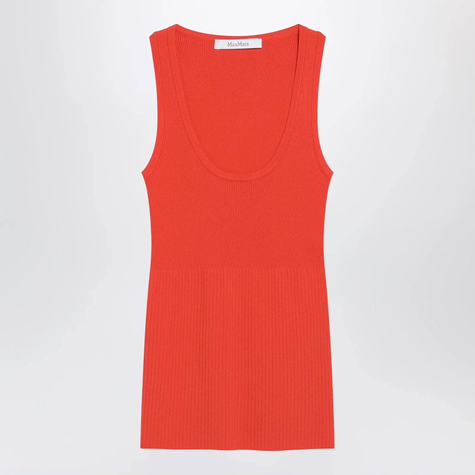 Max Mara Coral red ribbed technical yarn top
