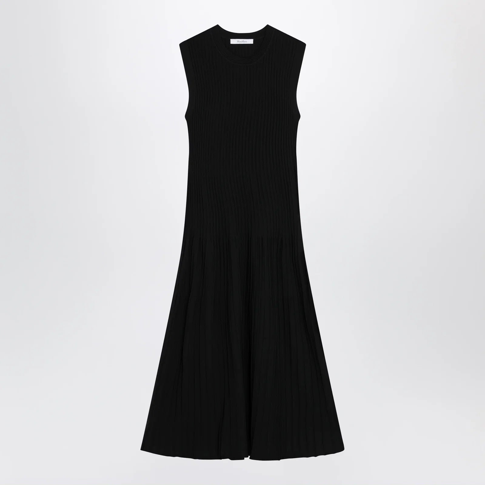 Max Mara Midi fit-and-flare ribbed viscose crêpe dress in black