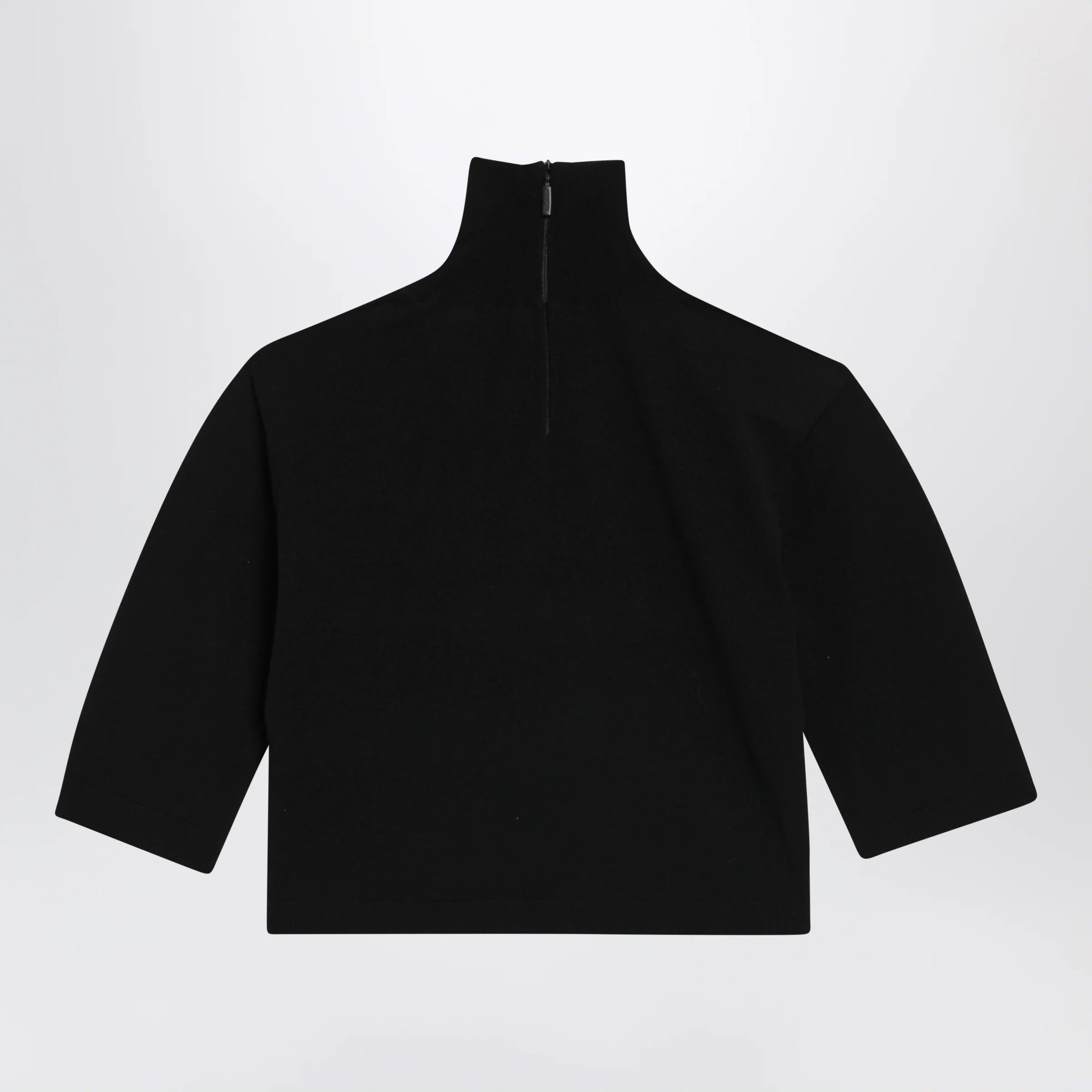 Max Mara Cropped turtleneck sweater in stretch viscose, black