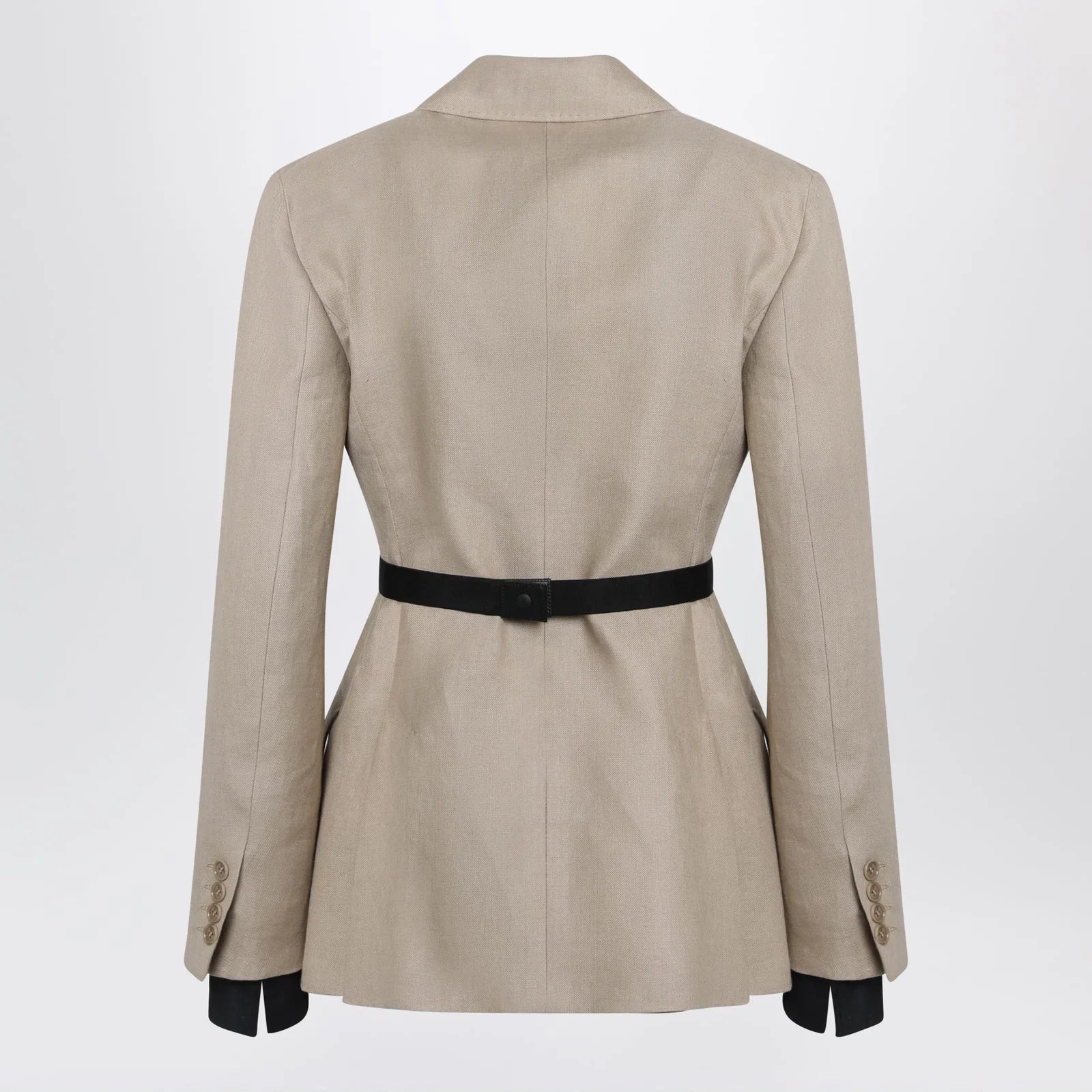 Max Mara Double-breasted pure linen blazer in camel