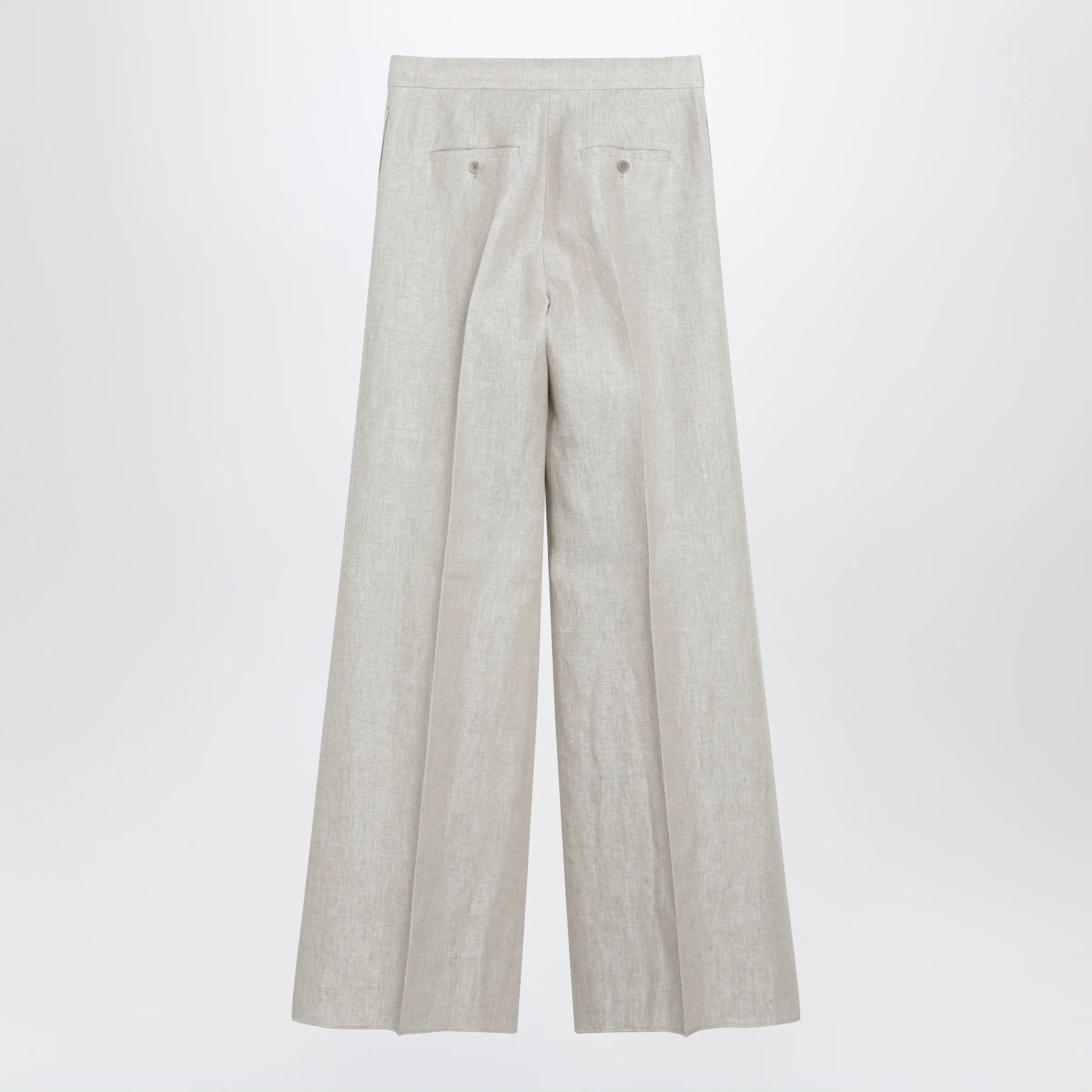 Max Mara Wide-leg trousers in brown/grey linen drill