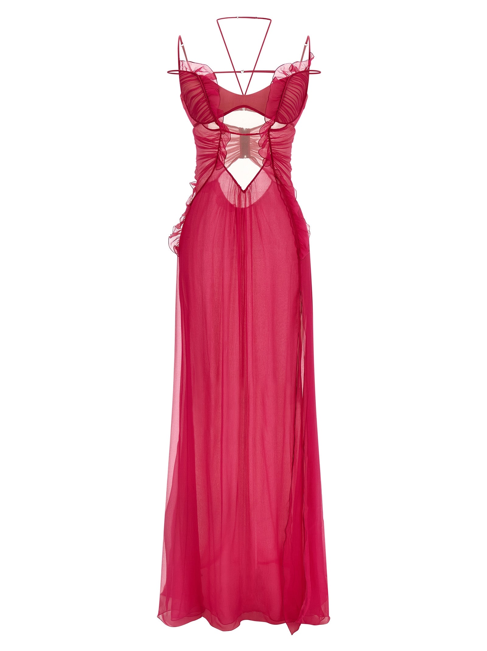 Nensi Dojaka Frilled Gown With Cutouts Dress