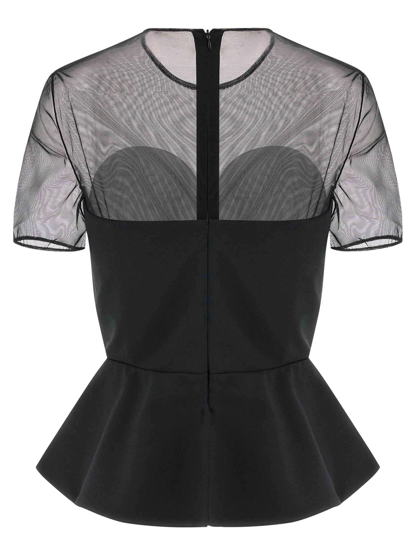 Nensi Dojaka Tailored Bustier With Sheer Neckline Top