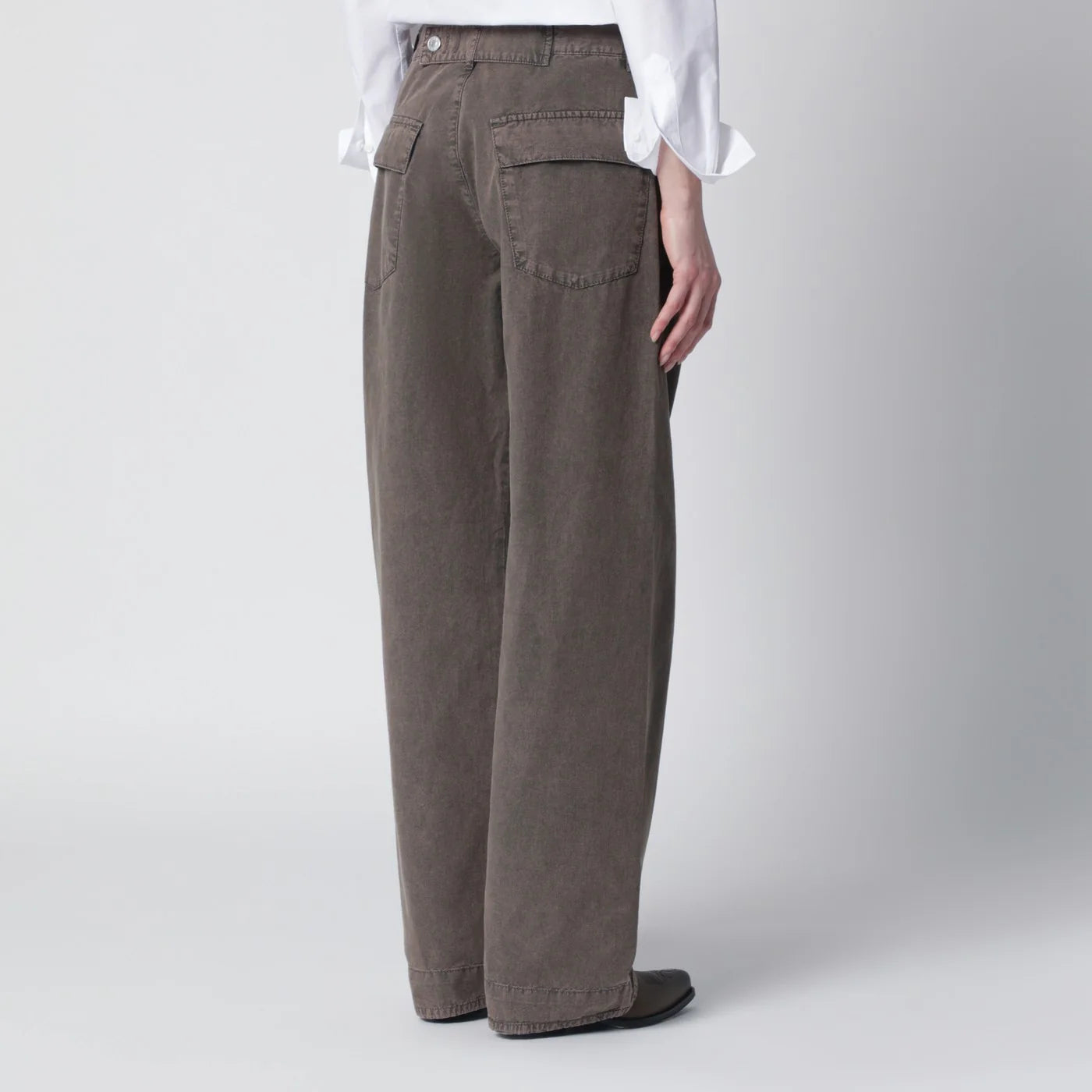 6397 Washed olive green wide-leg jeans