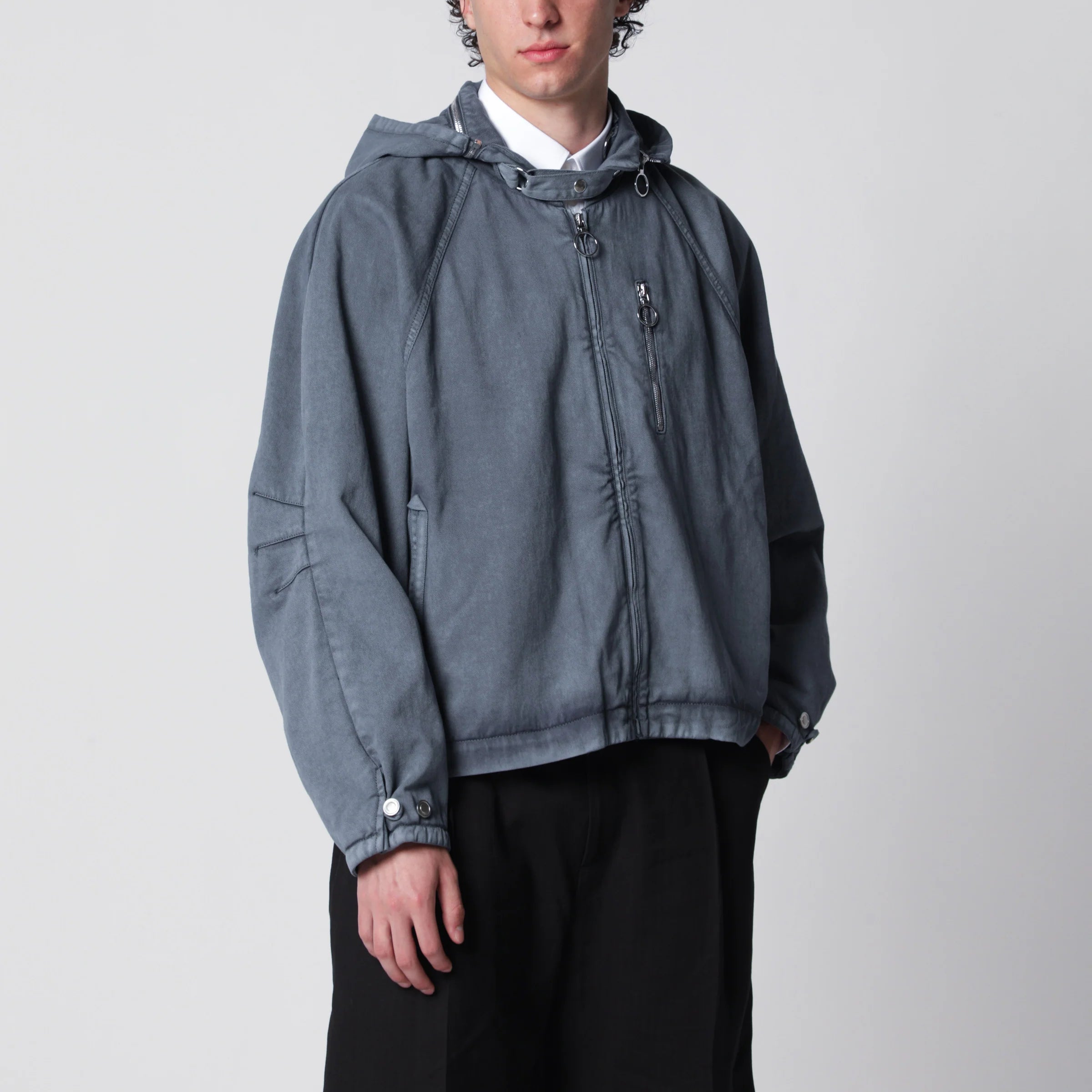 NAMACHEKO Charcoal grey zip-up jacket in cotton