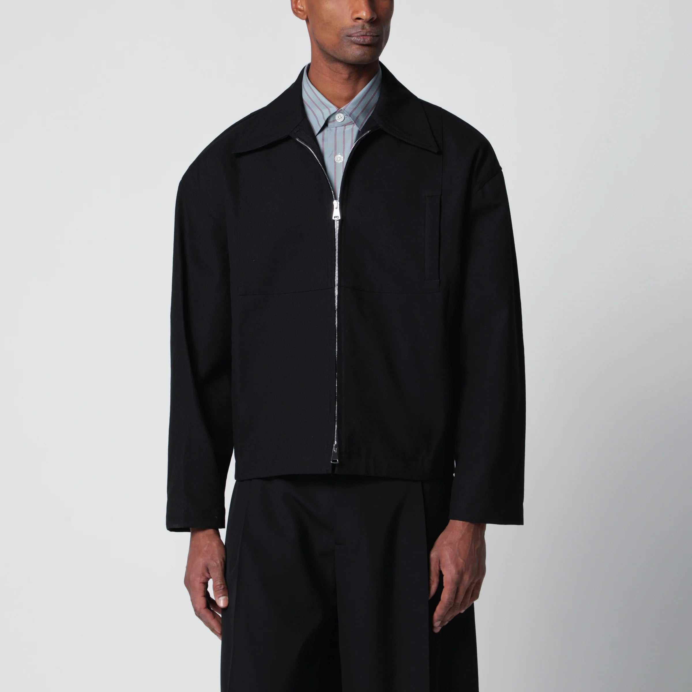 NAMACHEKO Black cotton zip-up jacket