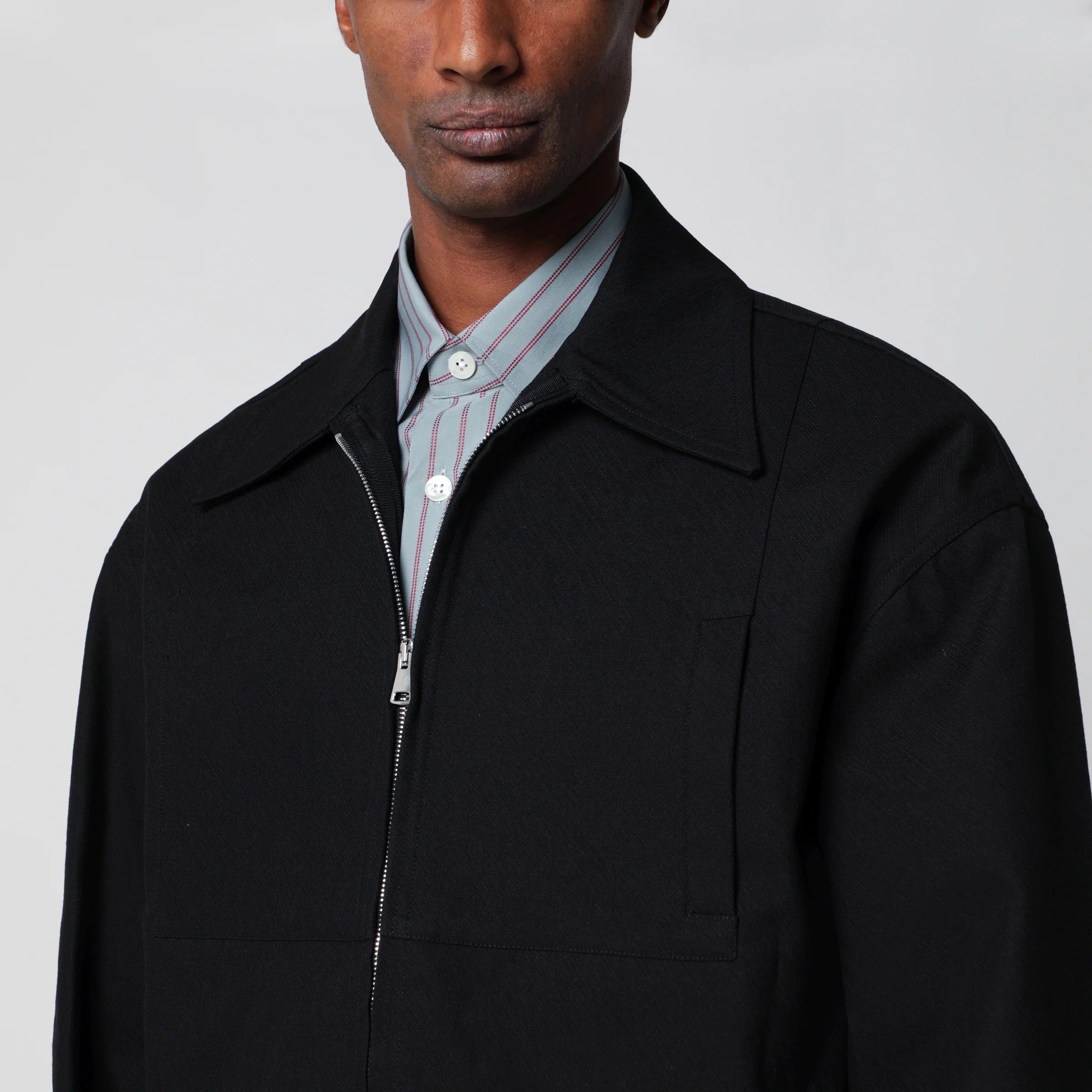 NAMACHEKO Black cotton zip-up jacket