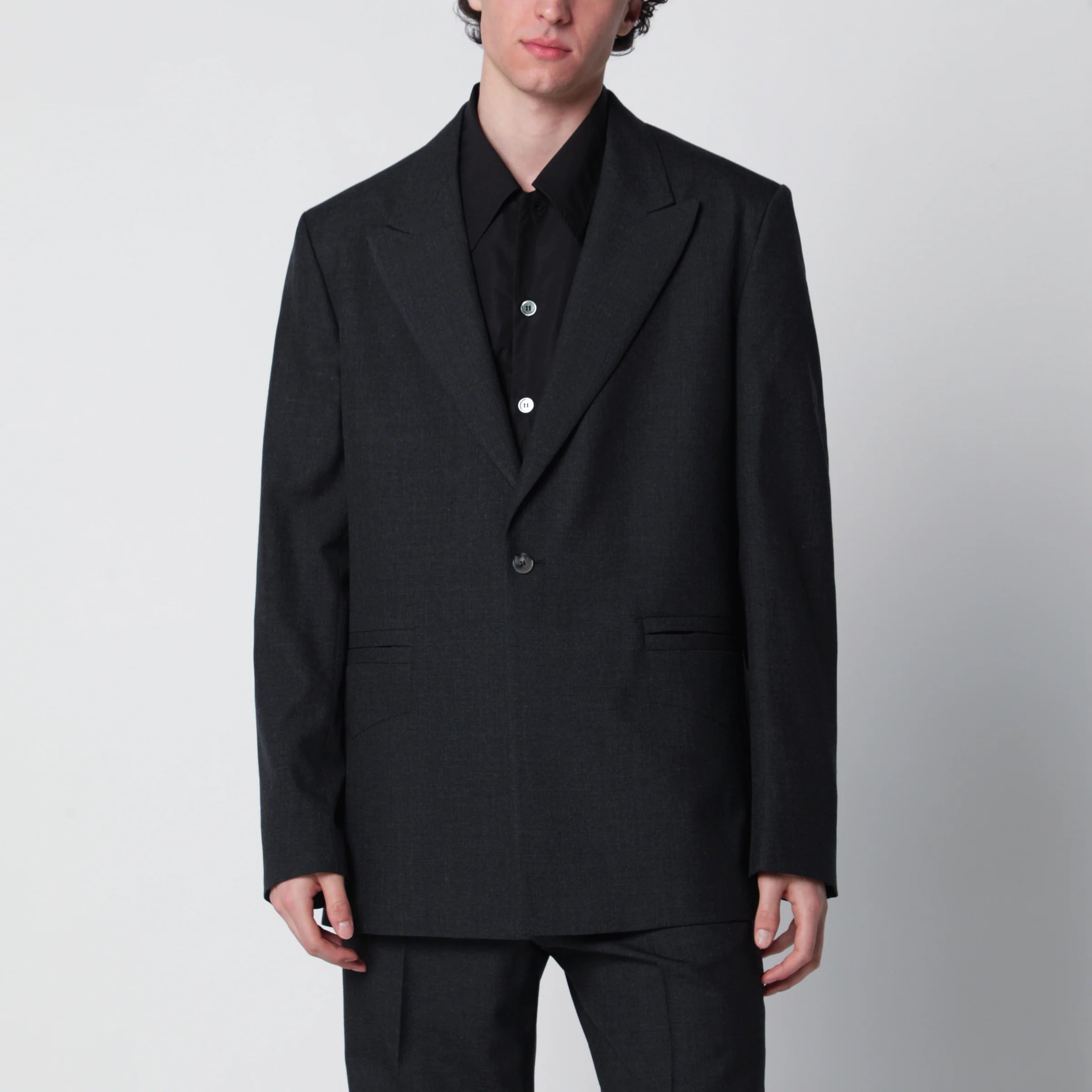 NAMACHEKO Single-Breasted Jacket Grey Pattern in Wool