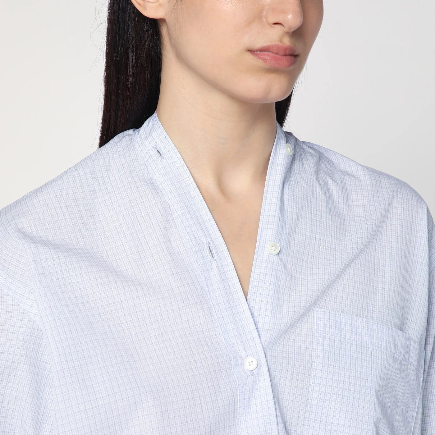 6397 Light blue checkered cotton shirt