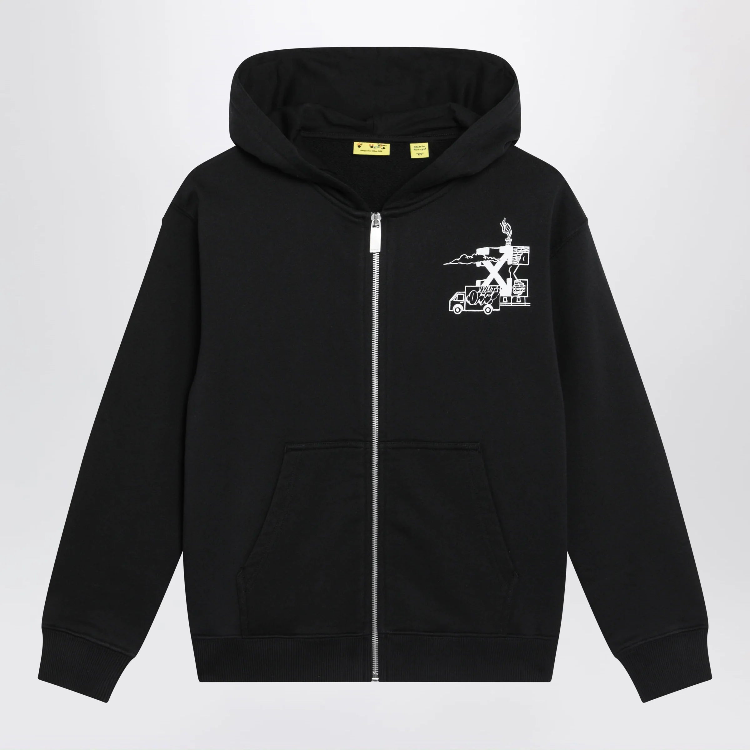 Off White Off-White™ Black zip hoodie with logo prints