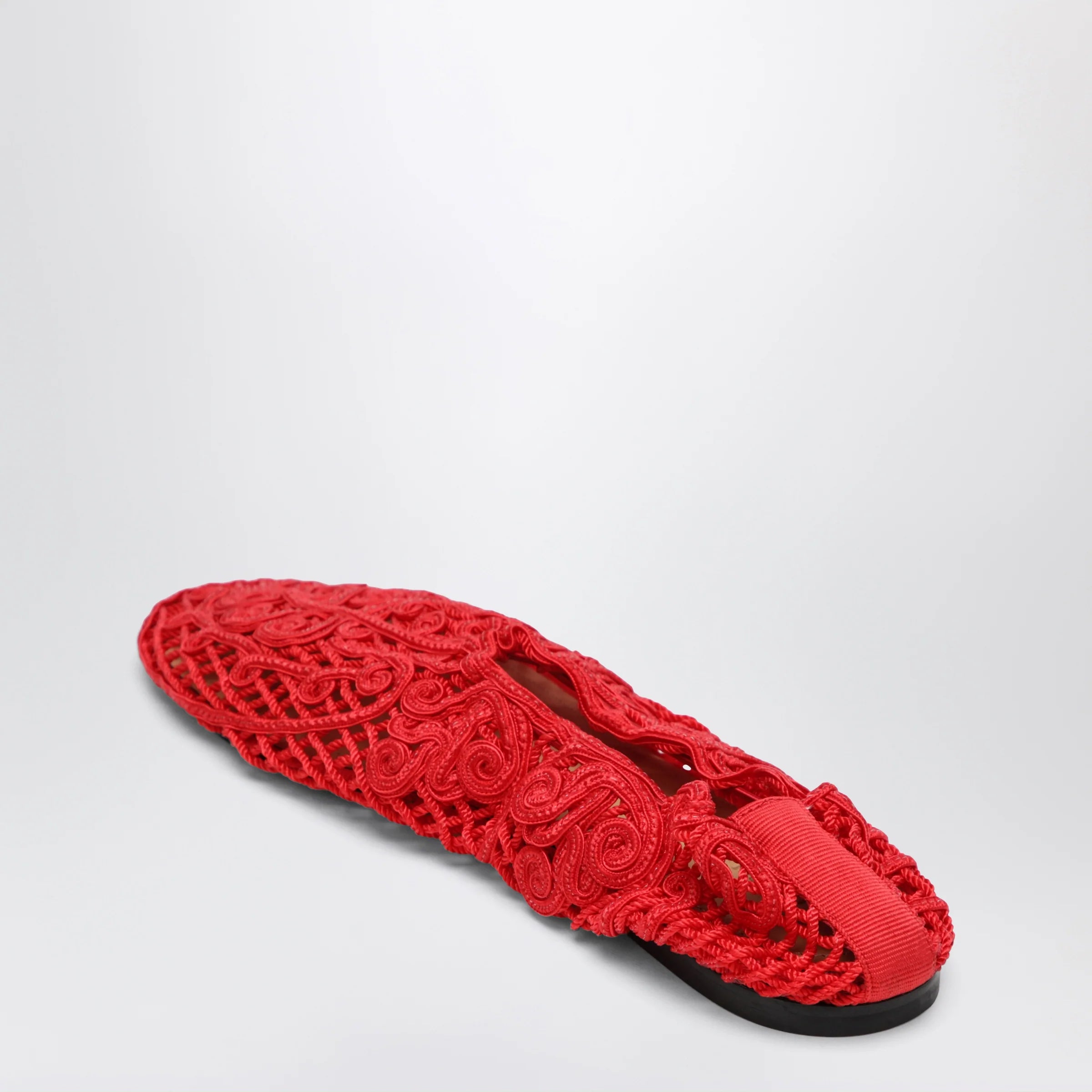 Odissi Red Iris crochet ballerina flats