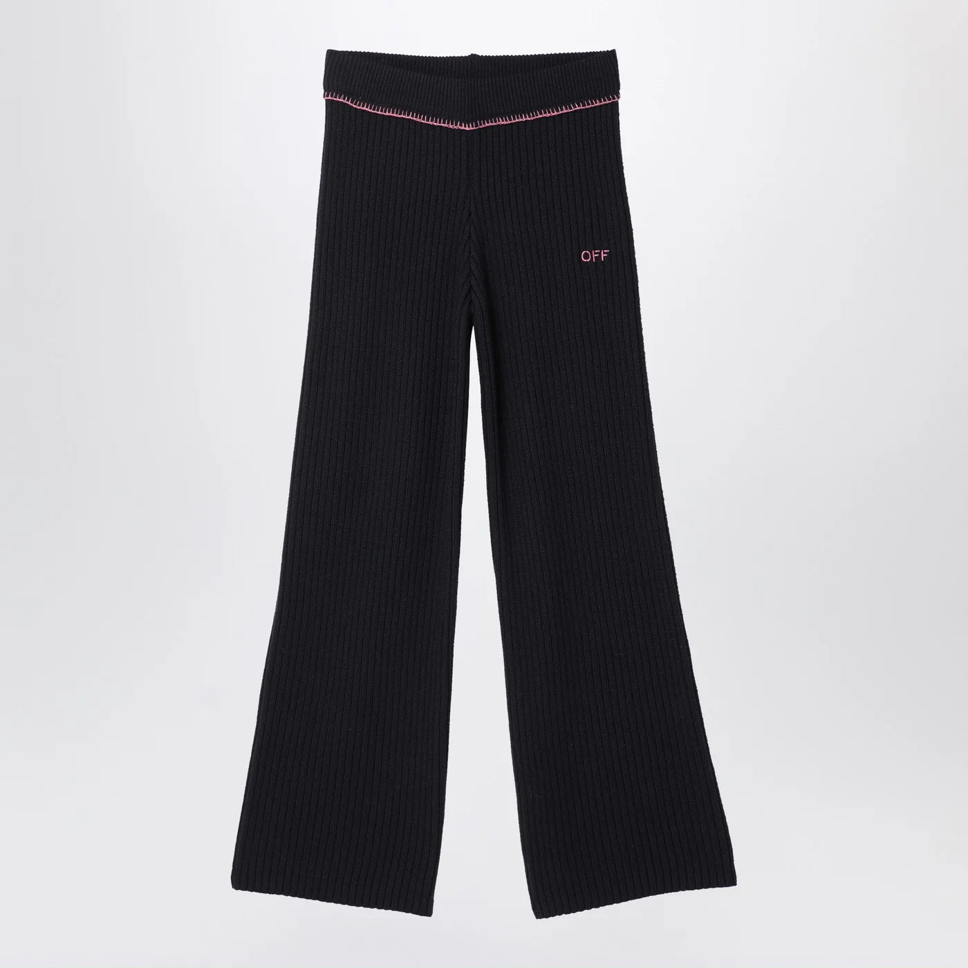 Off White Off-White™ Black ribbed trousers with logo