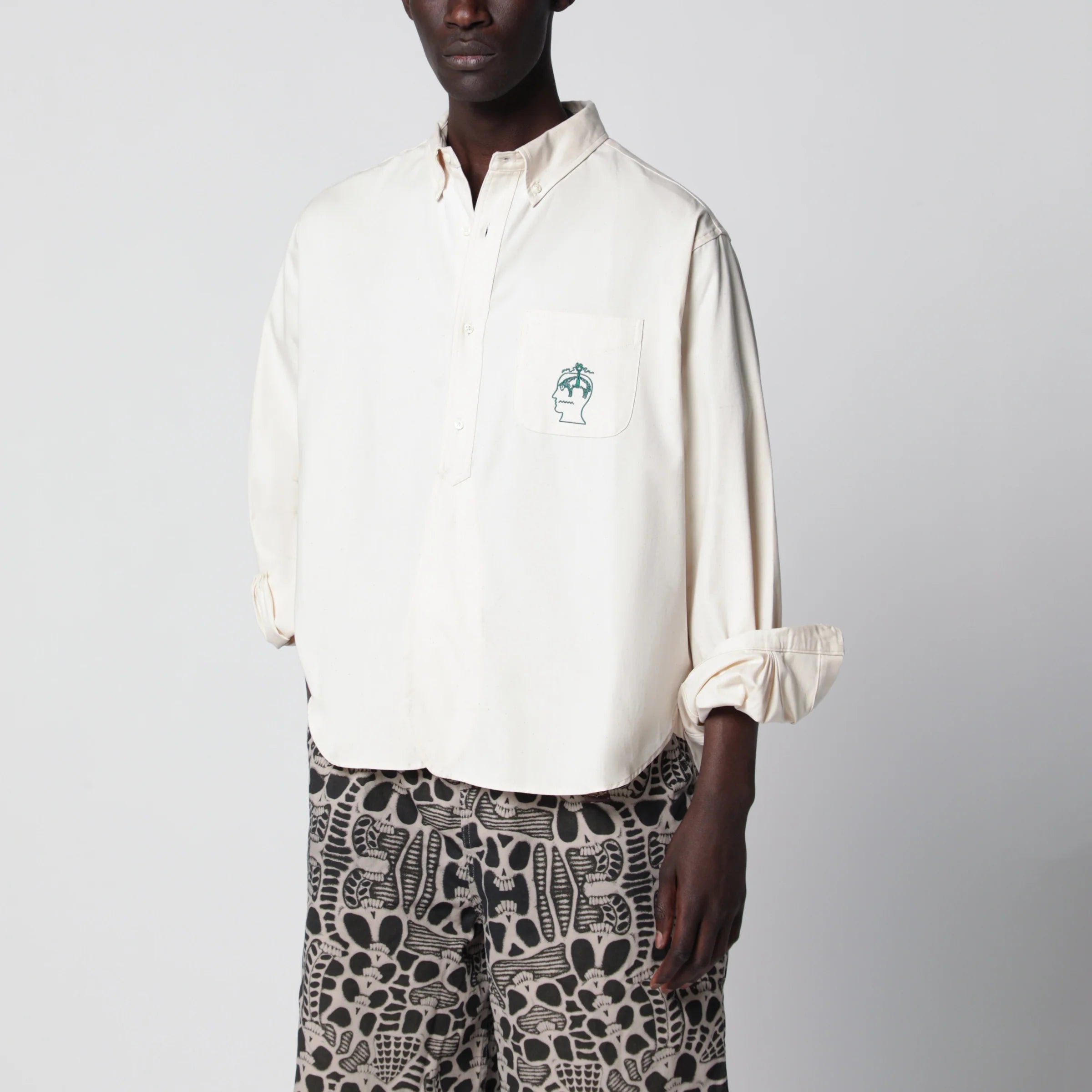 Brain Dead Ivory button-down cotton shirt