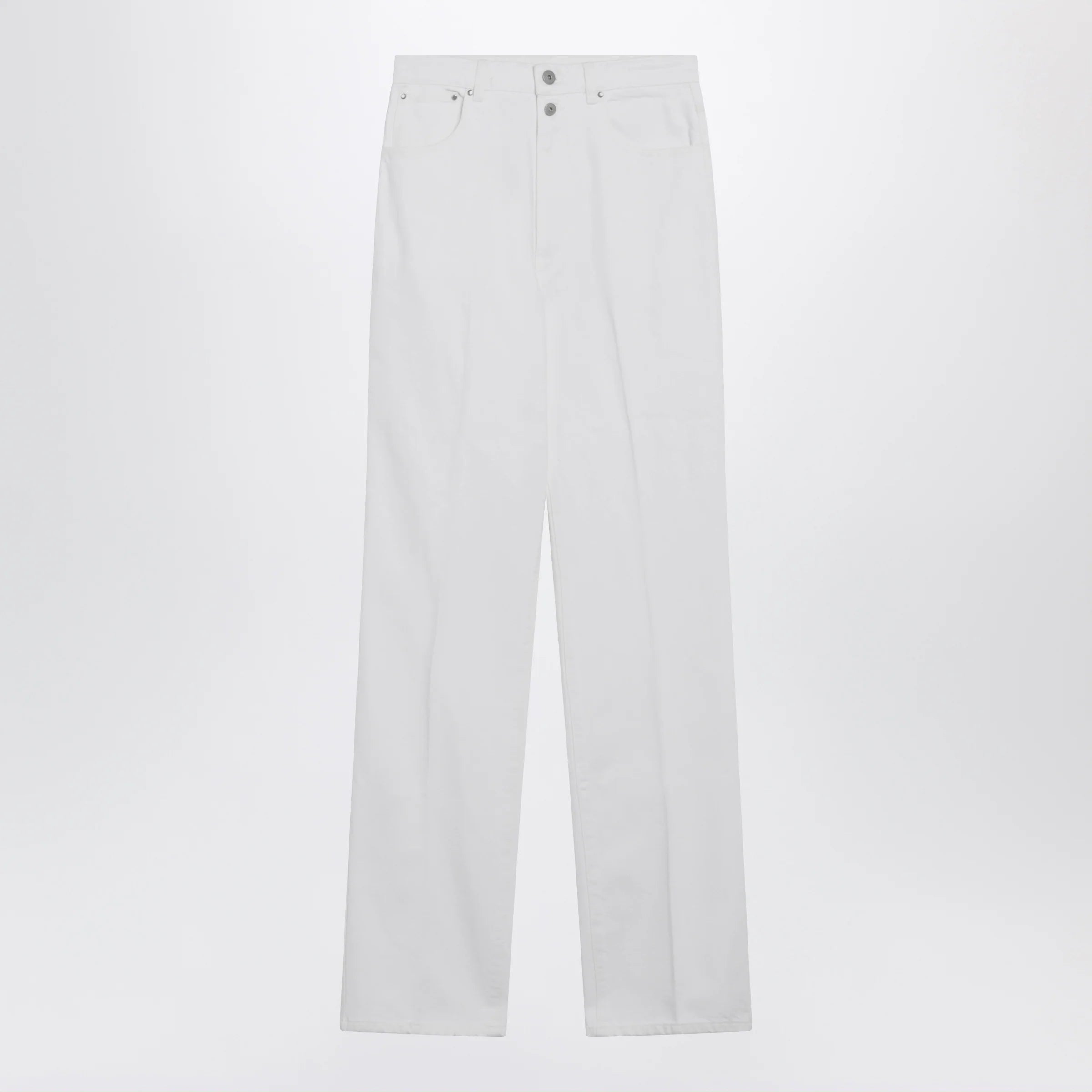 LEMAIRE High-waisted straight-leg jeans with belt in white denim