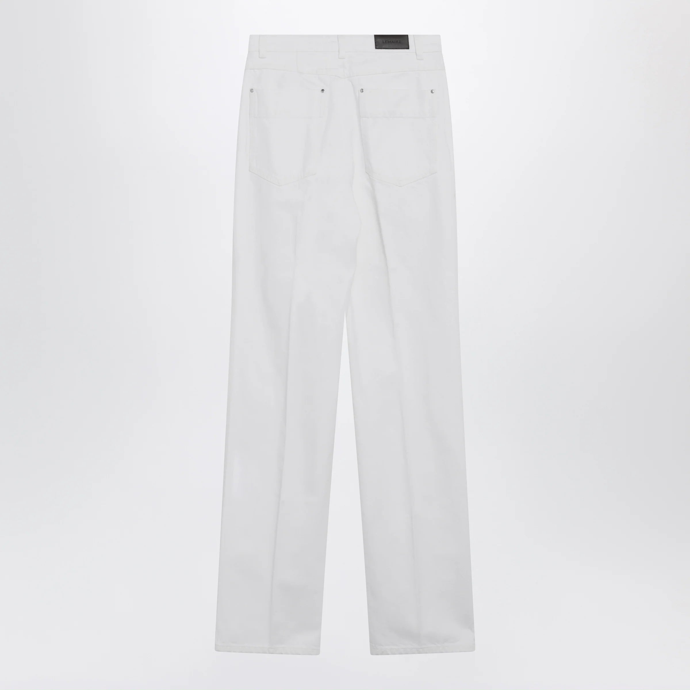 LEMAIRE High-waisted straight-leg jeans with belt in white denim