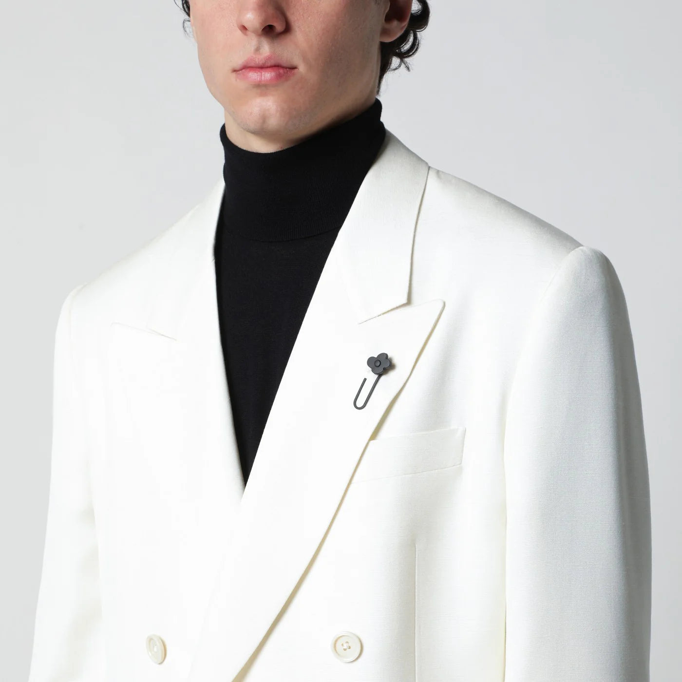 Lardini White viscose double-breasted suit