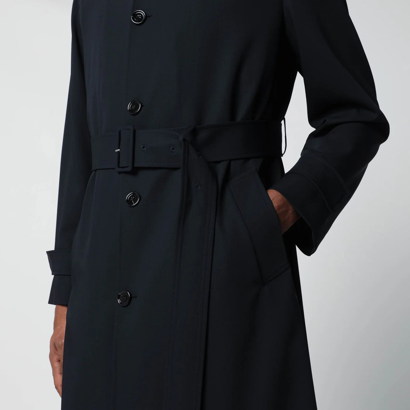 Lardini Blue single-breasted wool trench coat