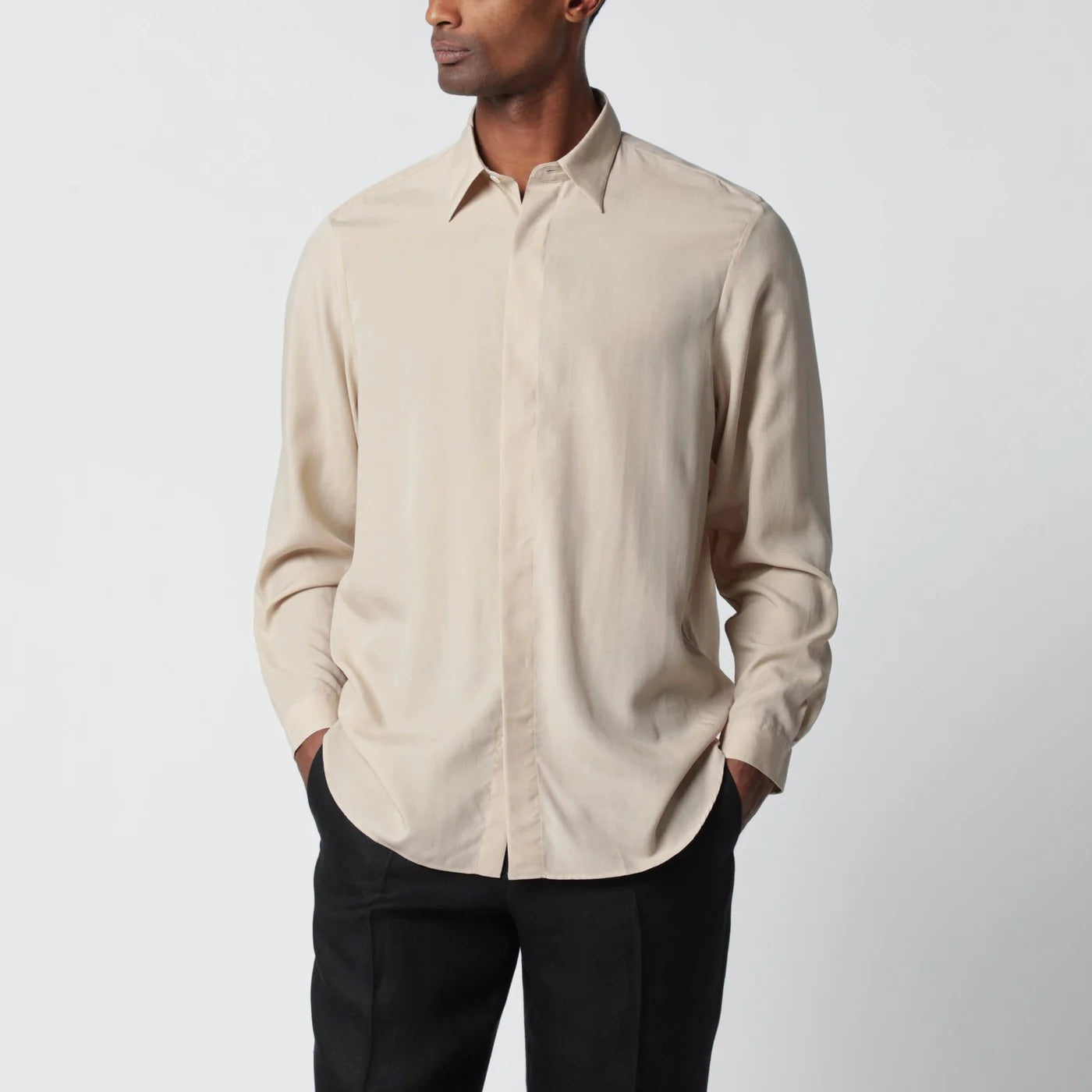 Lardini Beige linen-blend shirt