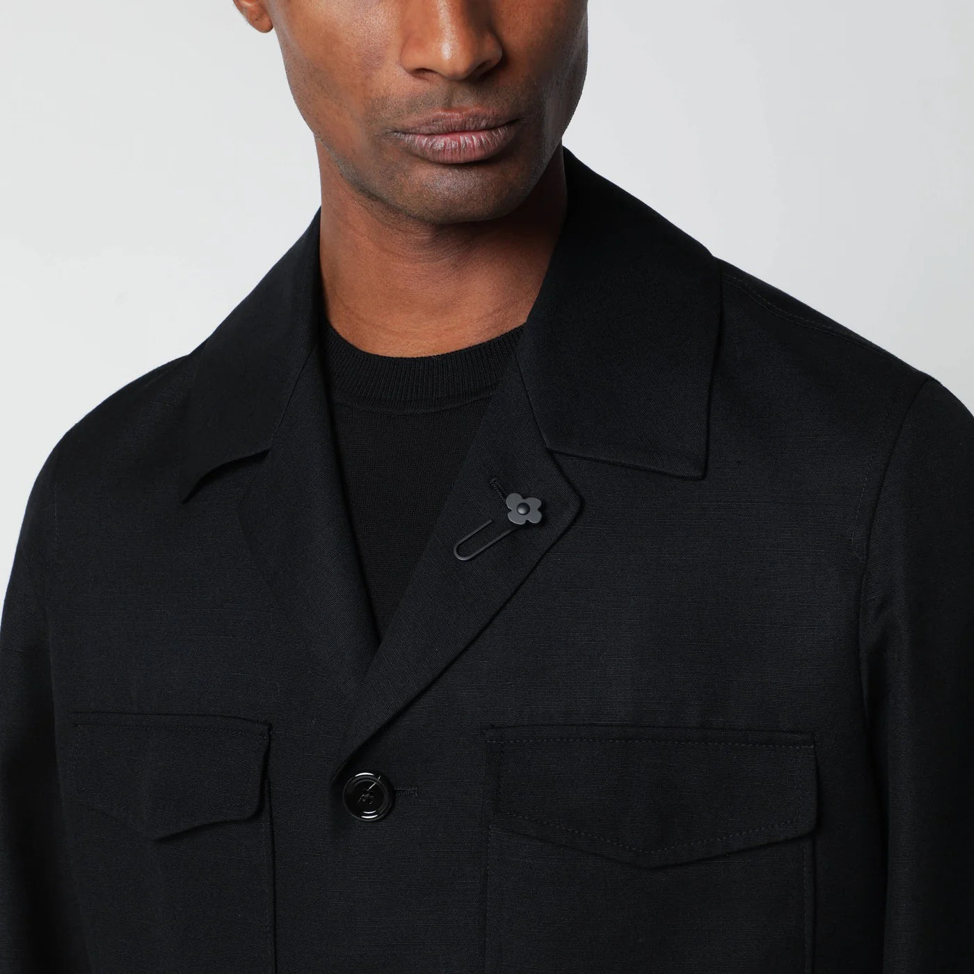 Lardini Black viscose and silk-blend jacket