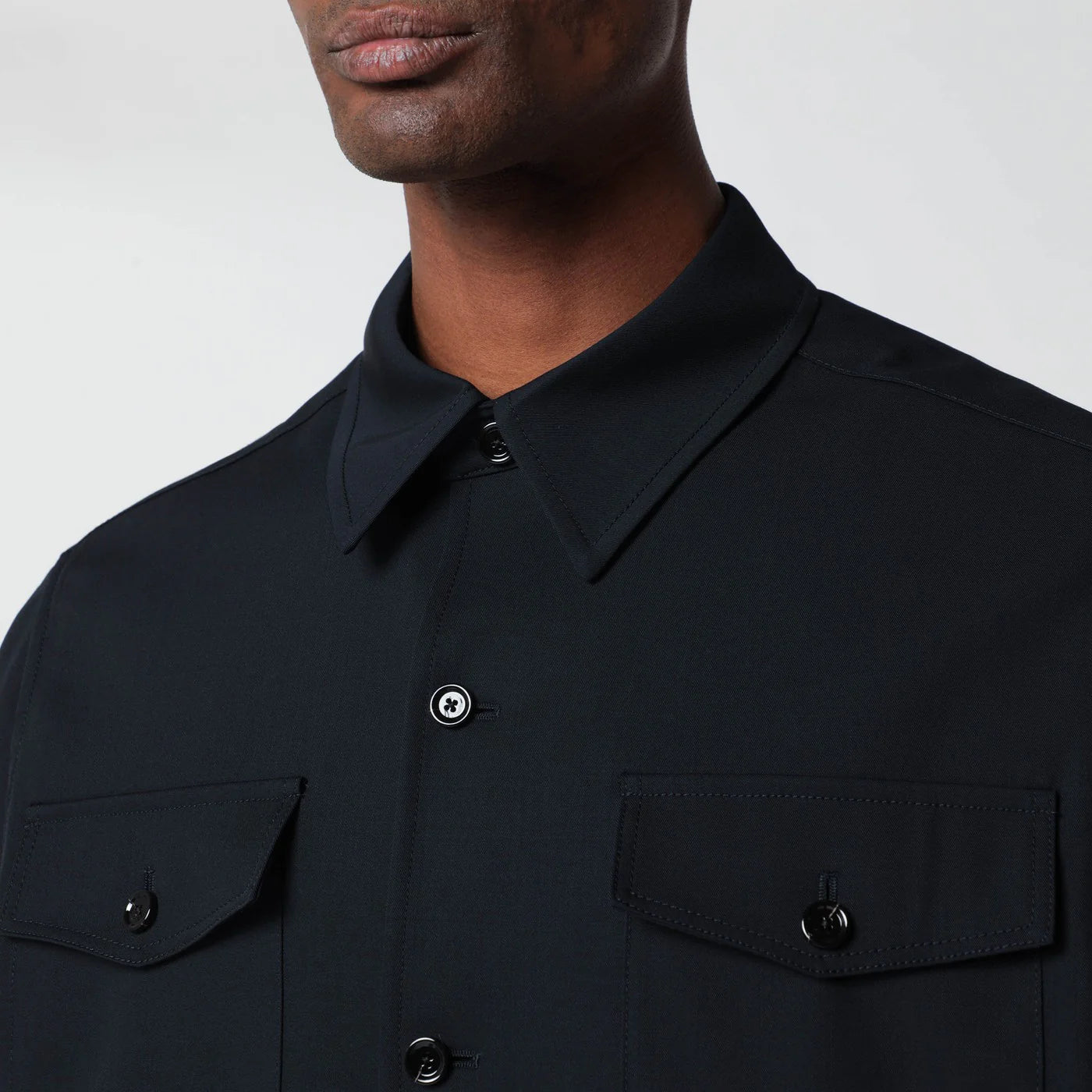 Lardini Blue wool shirt jacket