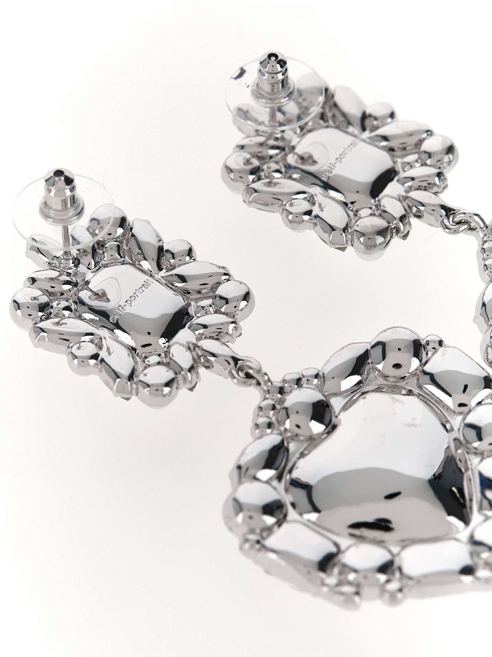 Self-Portrait Crystal Pearl Tiered Heart Earrings