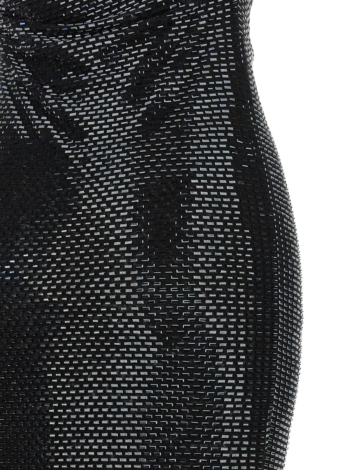 Self-Portrait Black Rhinestone Draped Maxi Dress