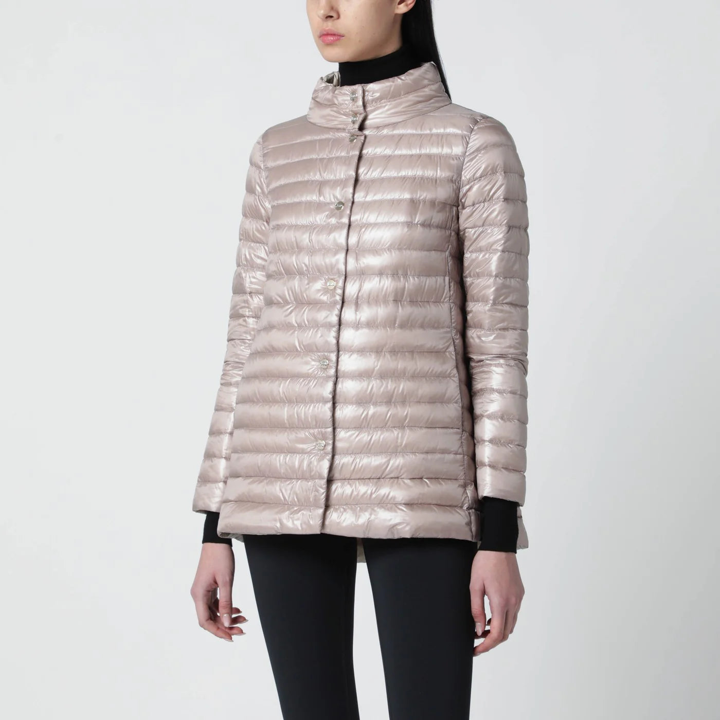 HERNO Light pink quilted nylon padded jacket